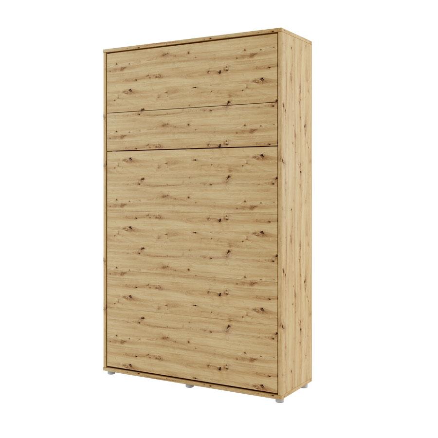 ArtNest Vertical Wall Bed 120cm with Shelf - Oak Artisan - Art Nest