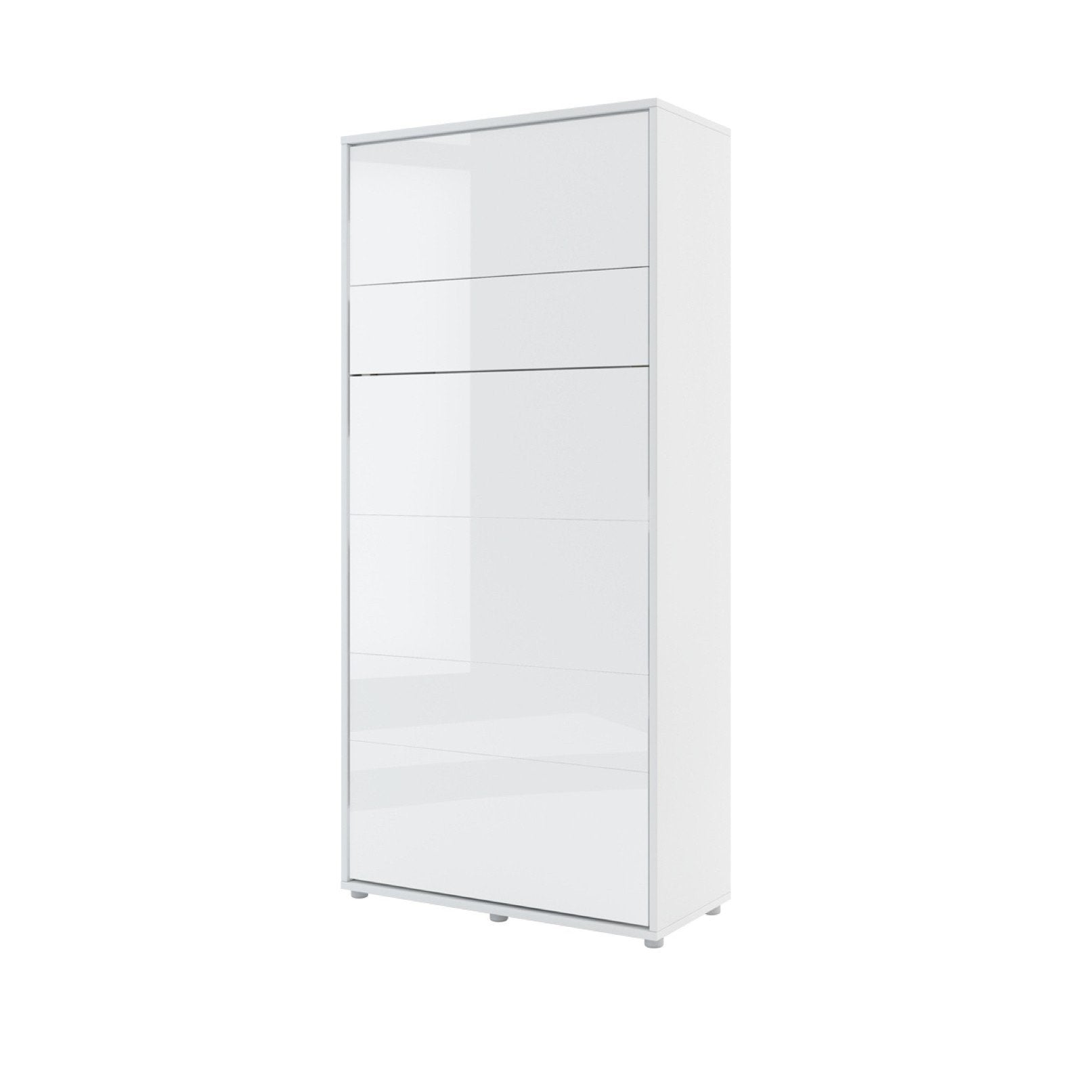 ArtNest Vertical Wall Bed 90cm with Shelf - White Gloss - Art Nest