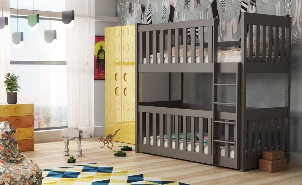 Kellog Wooden Bunk Bed with Cot Bed and Foam Mattress - Graphite - Art Nest