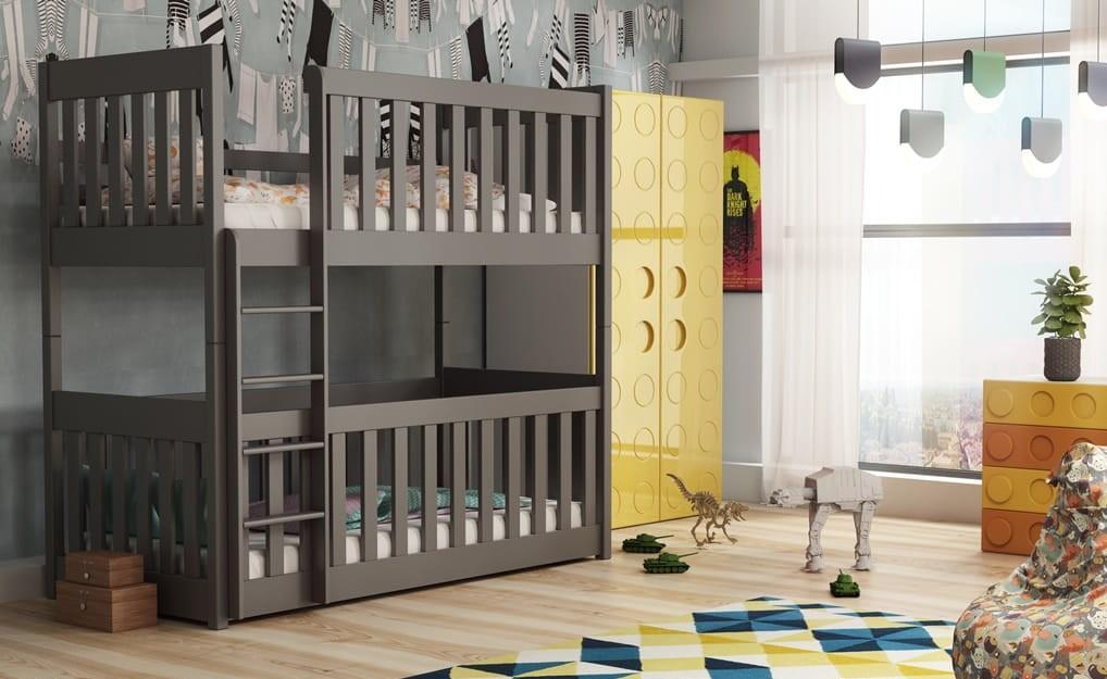 Kellog Wooden Bunk Bed with Cot Bed and Bonnell Mattress - Graphite - Art Nest