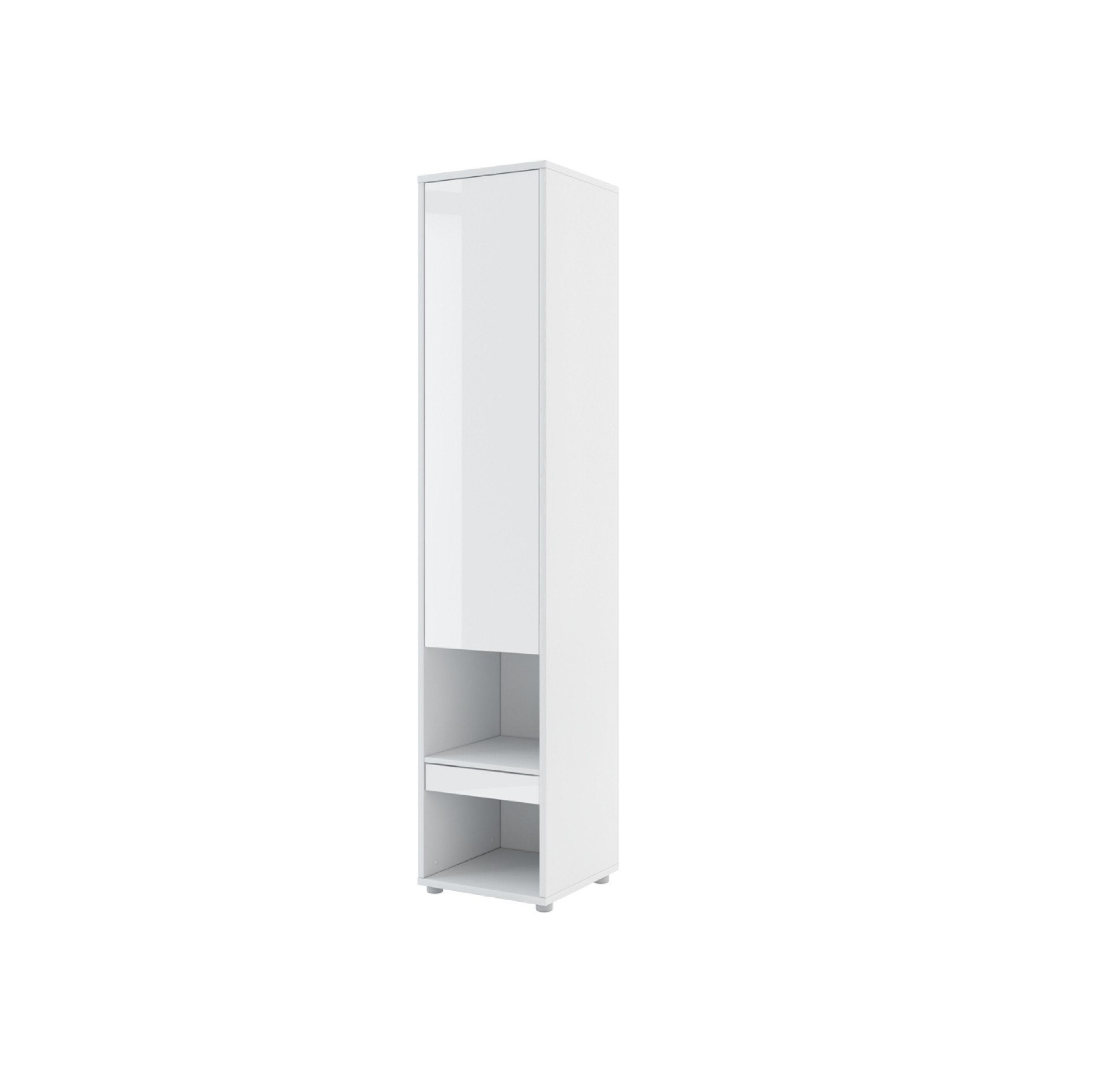BC-07 Vertical Wall Bed Concept Tall Storage Cabinet - Oak Artisan - White Gloss - Art Nest
