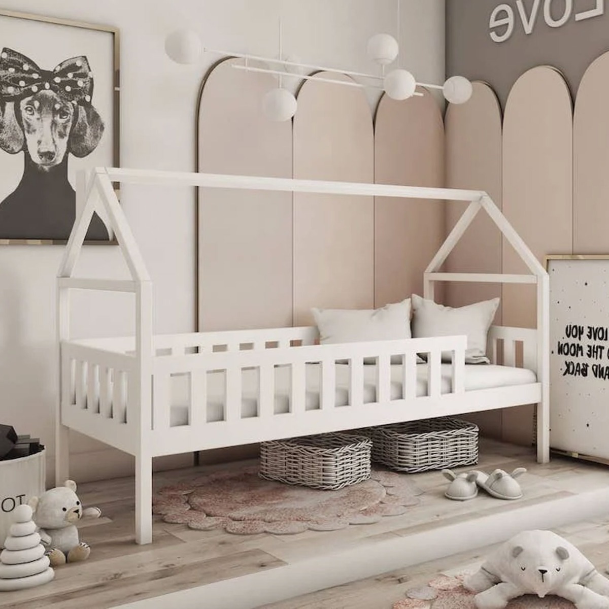 Gilbert Lux Wooden Single Bed with Foam/Bonnell Mattresses - White - Art Nest