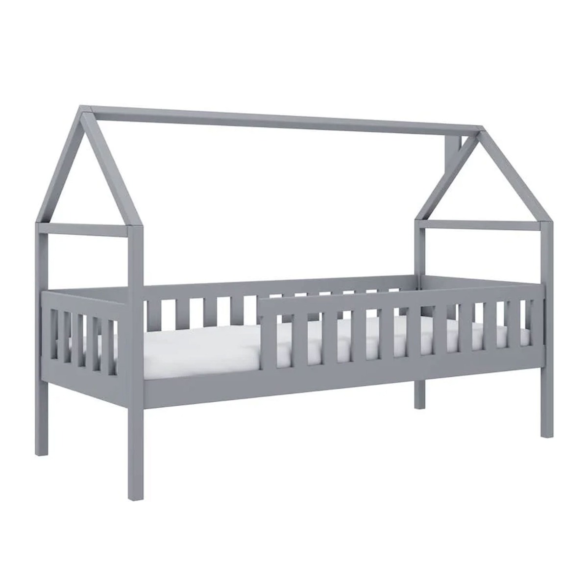 Gilbert Lux Wooden Single Bed with Foam/Bonnell Mattresses - Grey - Art Nest
