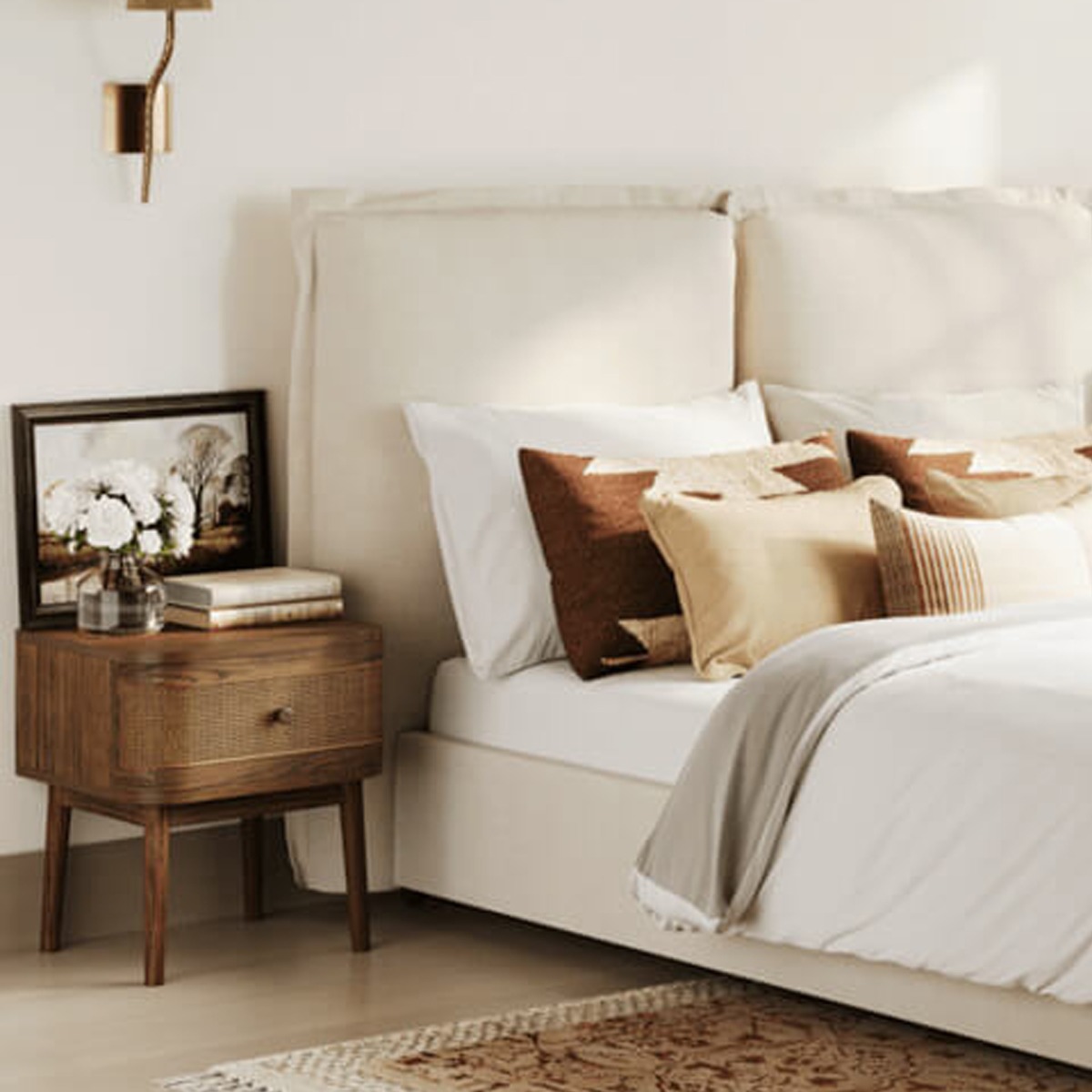 CALEN Wooden Bedside Table - Smoked - Leeds Plywood
