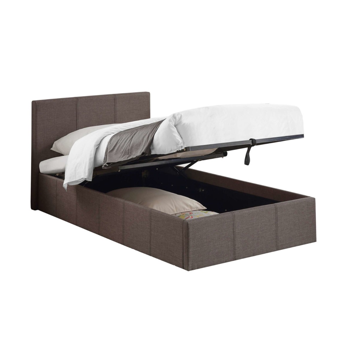 Birlea Berlin Fabric or Crushed Velvet Ottoman Bed - Single 3ft - Grey - Birlea Essentials