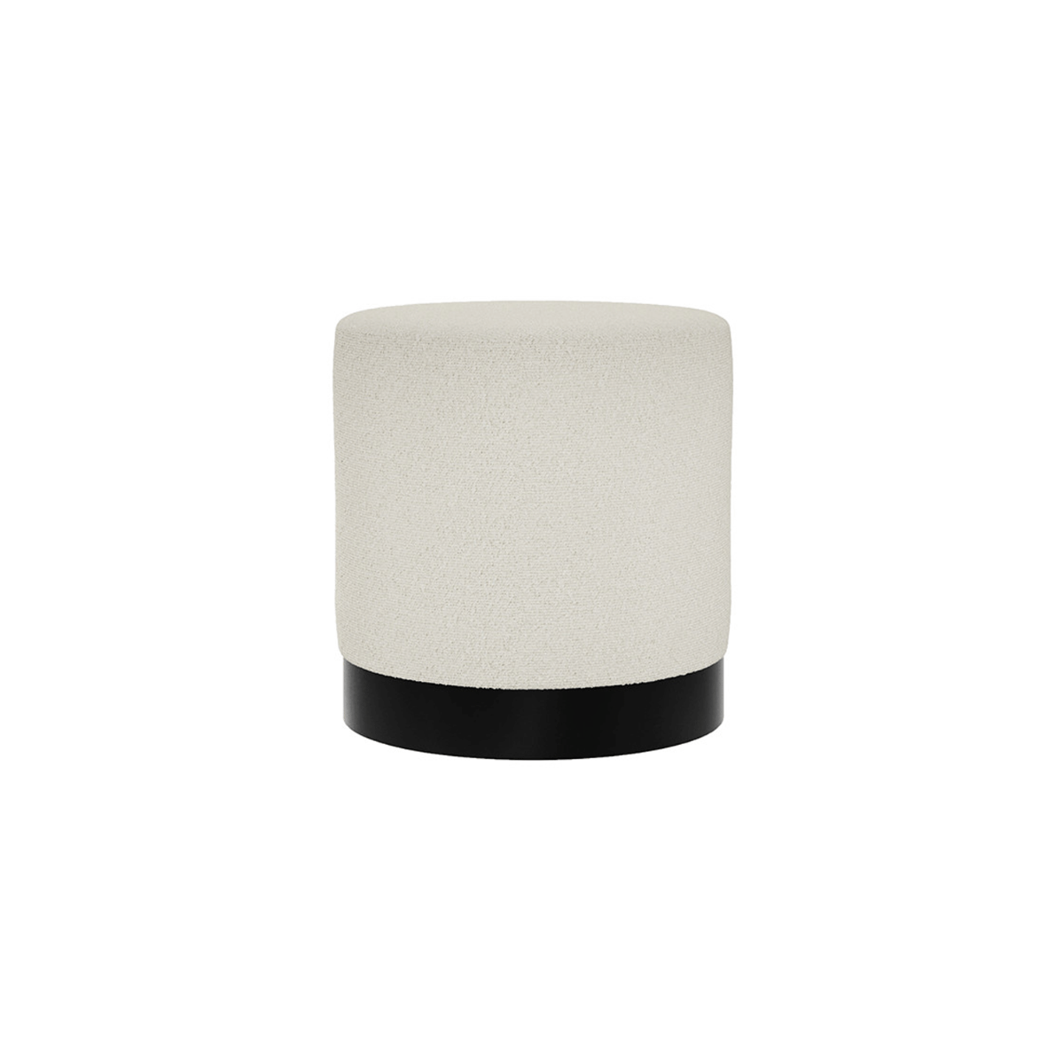 Harlow Small Pouffe with Matte Black Base - Ivory Boucle - Leeds Plywood