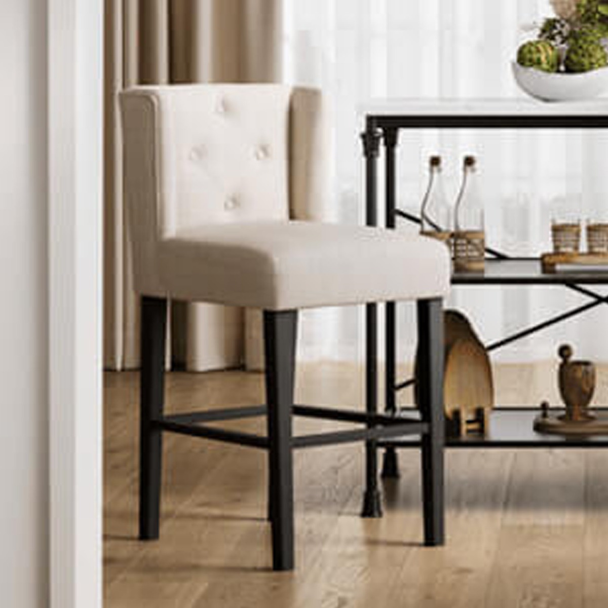 SHEA Linen Bar Stool - Stone - Leeds Plywood