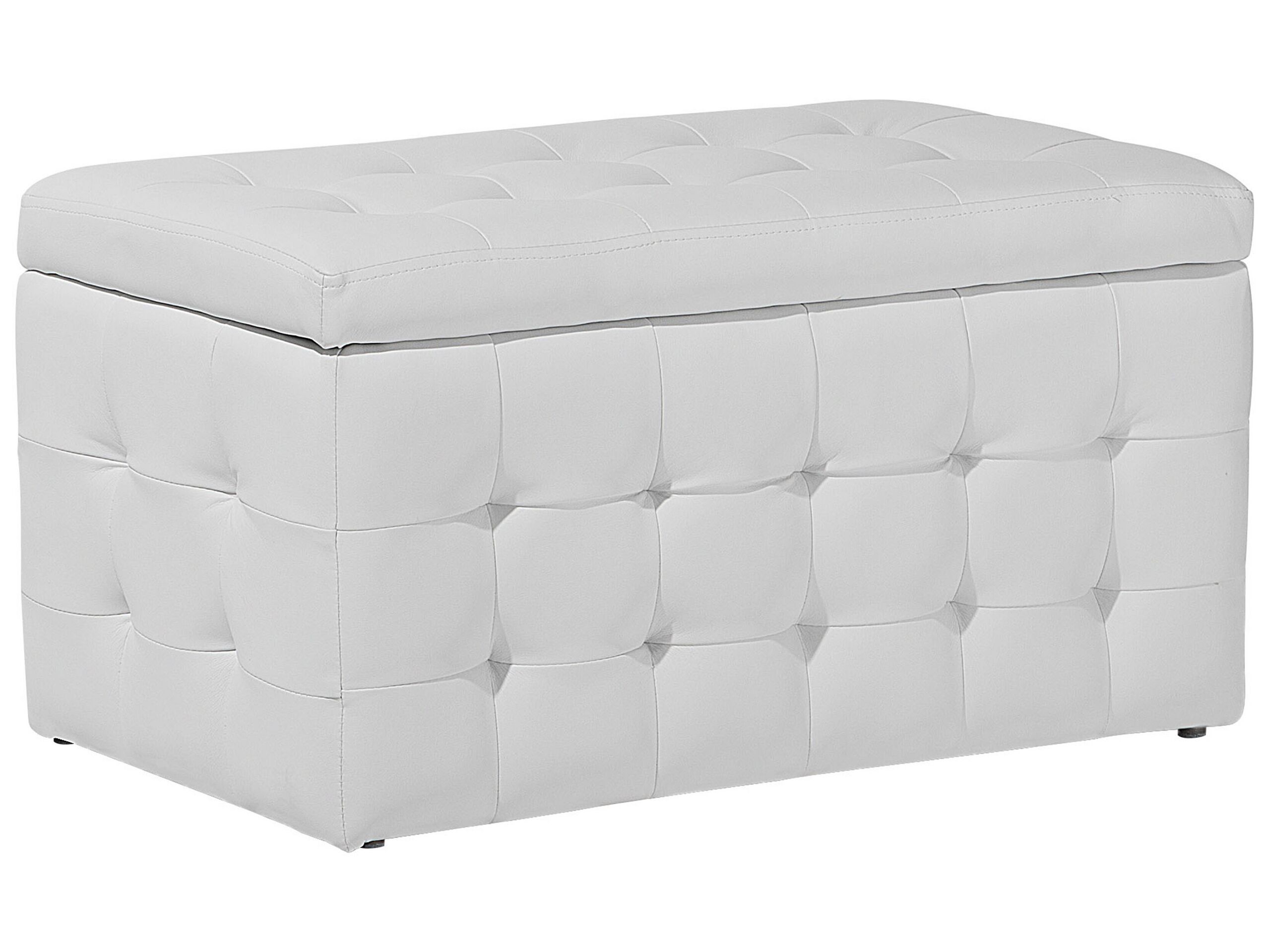 Faux Leather Storage Ottoman White MICHIGAN - Gemini Interiors