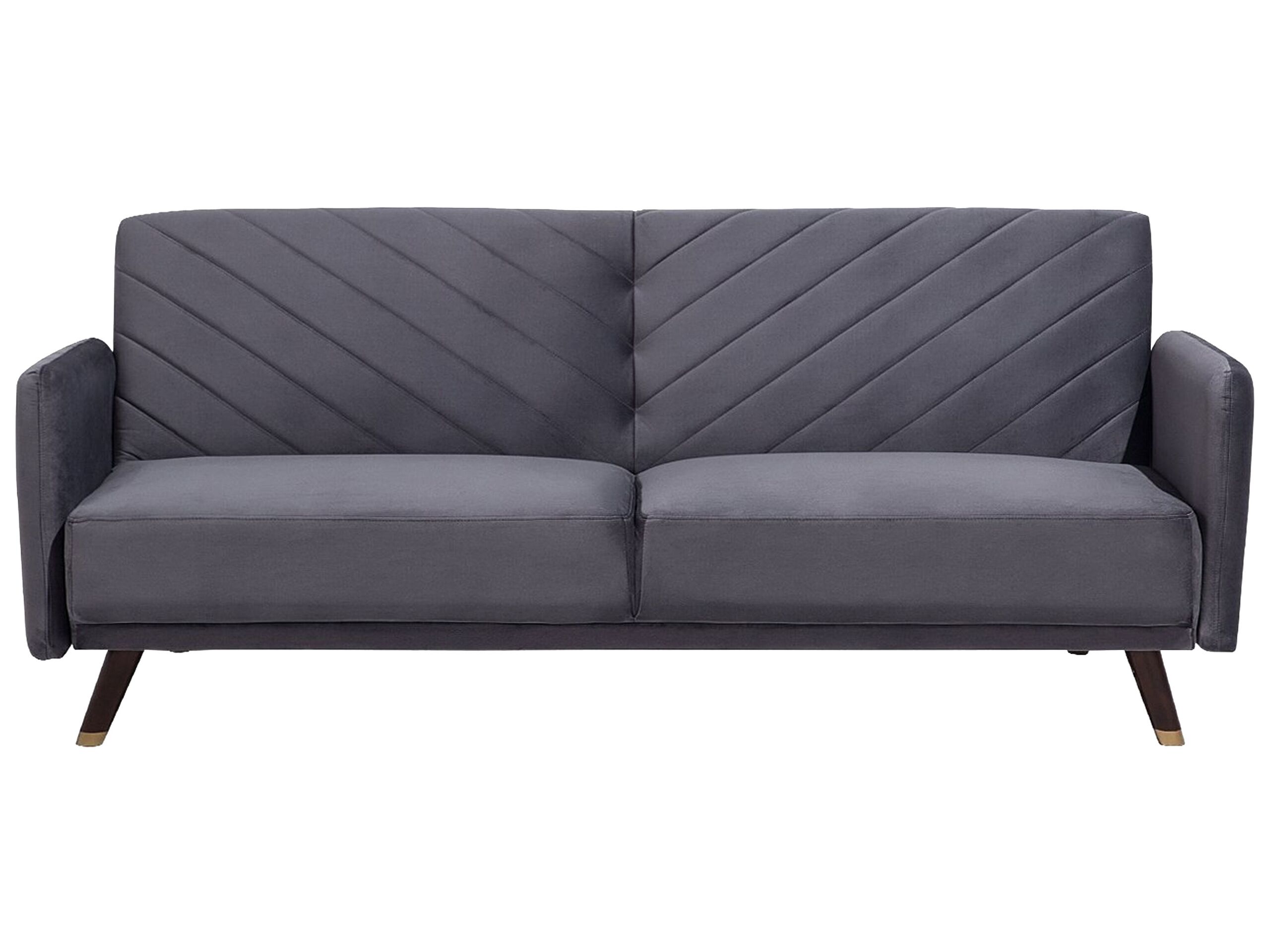 Velvet Fabric Sofa Bed Grey SENJA - Gemini Interiors