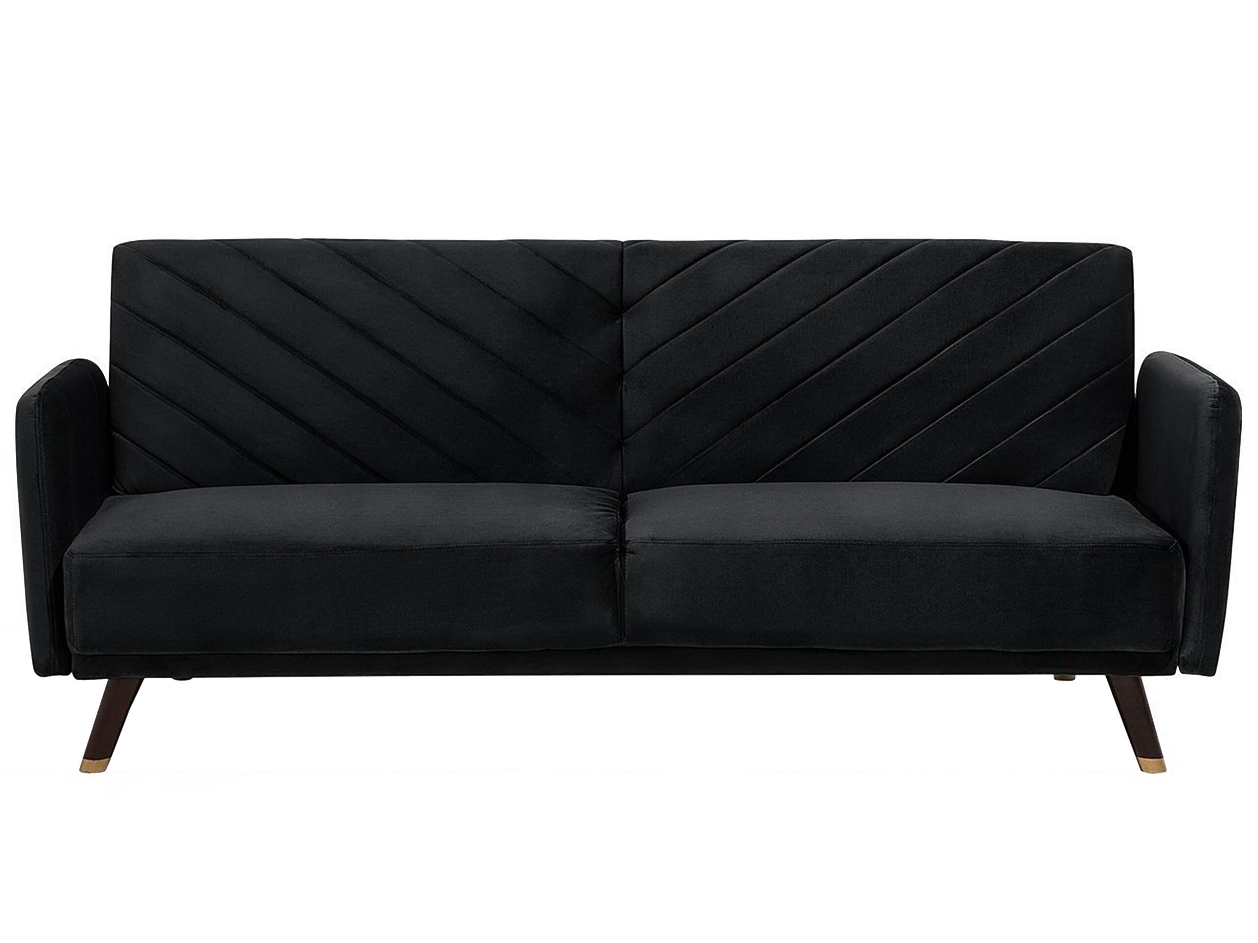 Velvet Fabric Sofa Bed Black SENJA - Gemini Interiors