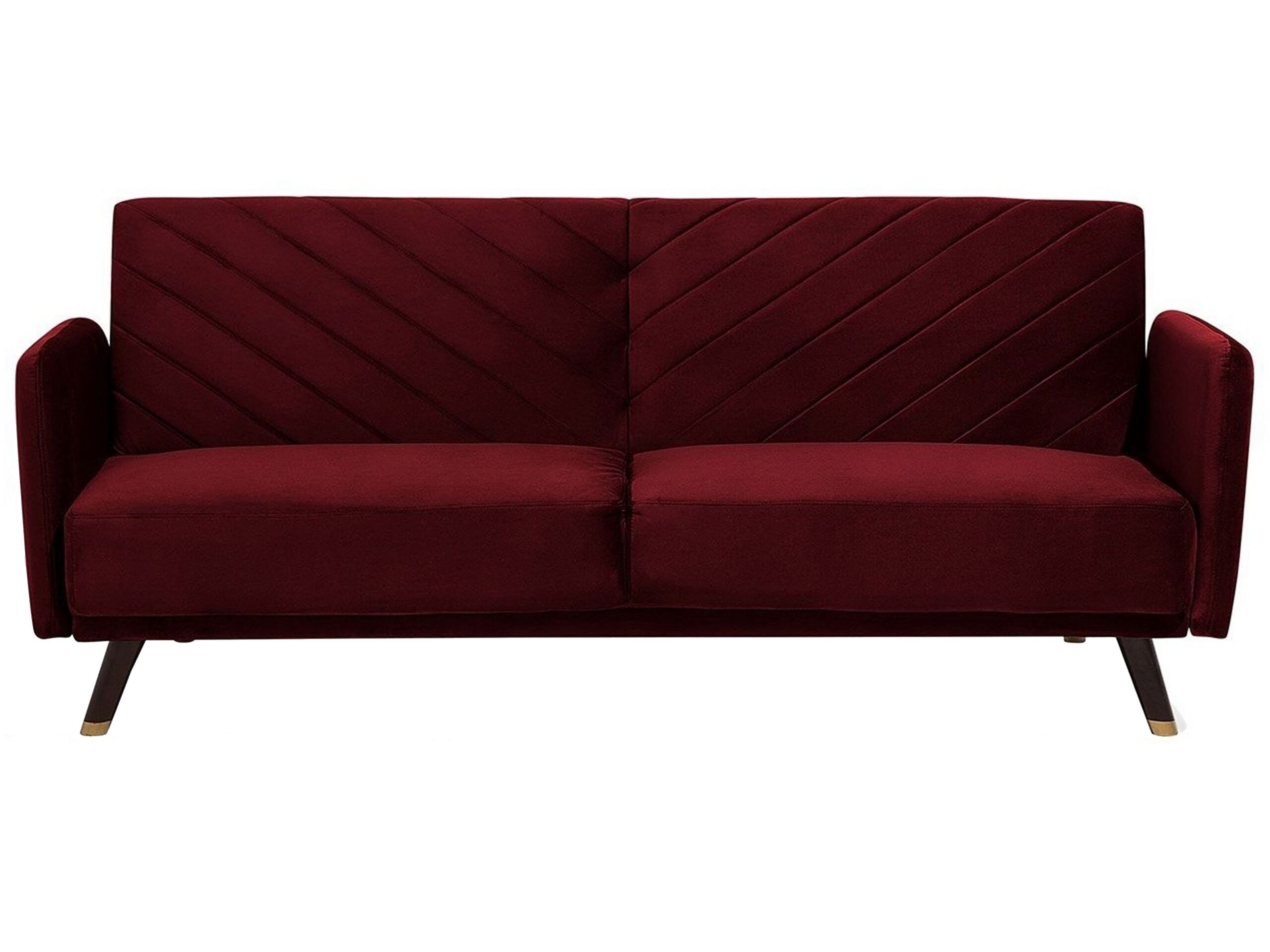 Velvet Fabric Sofa Bed Red SENJA - Gemini Interiors