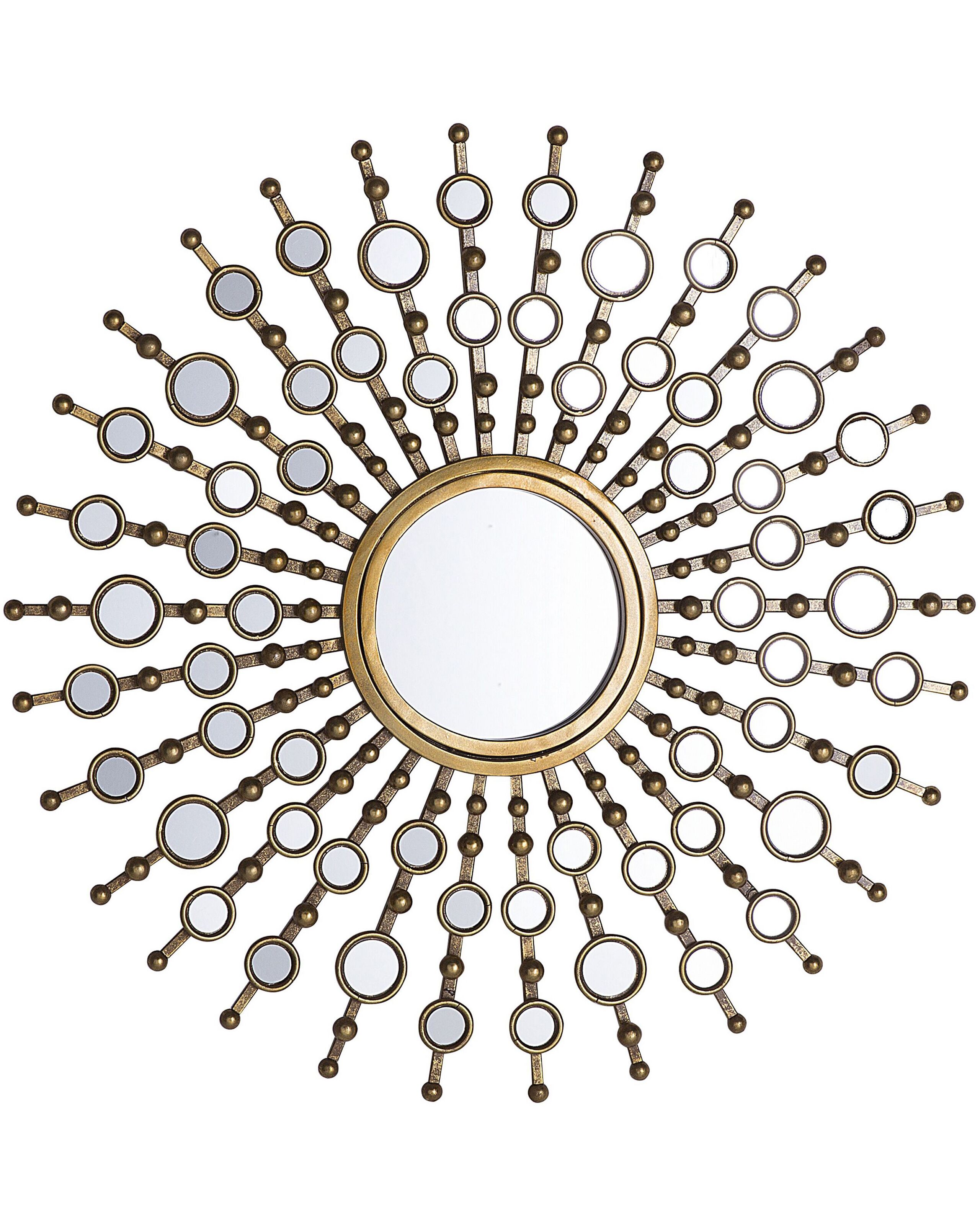 Metal Sunburst Wall Mirror 70cm Gold - Gemini Interiors