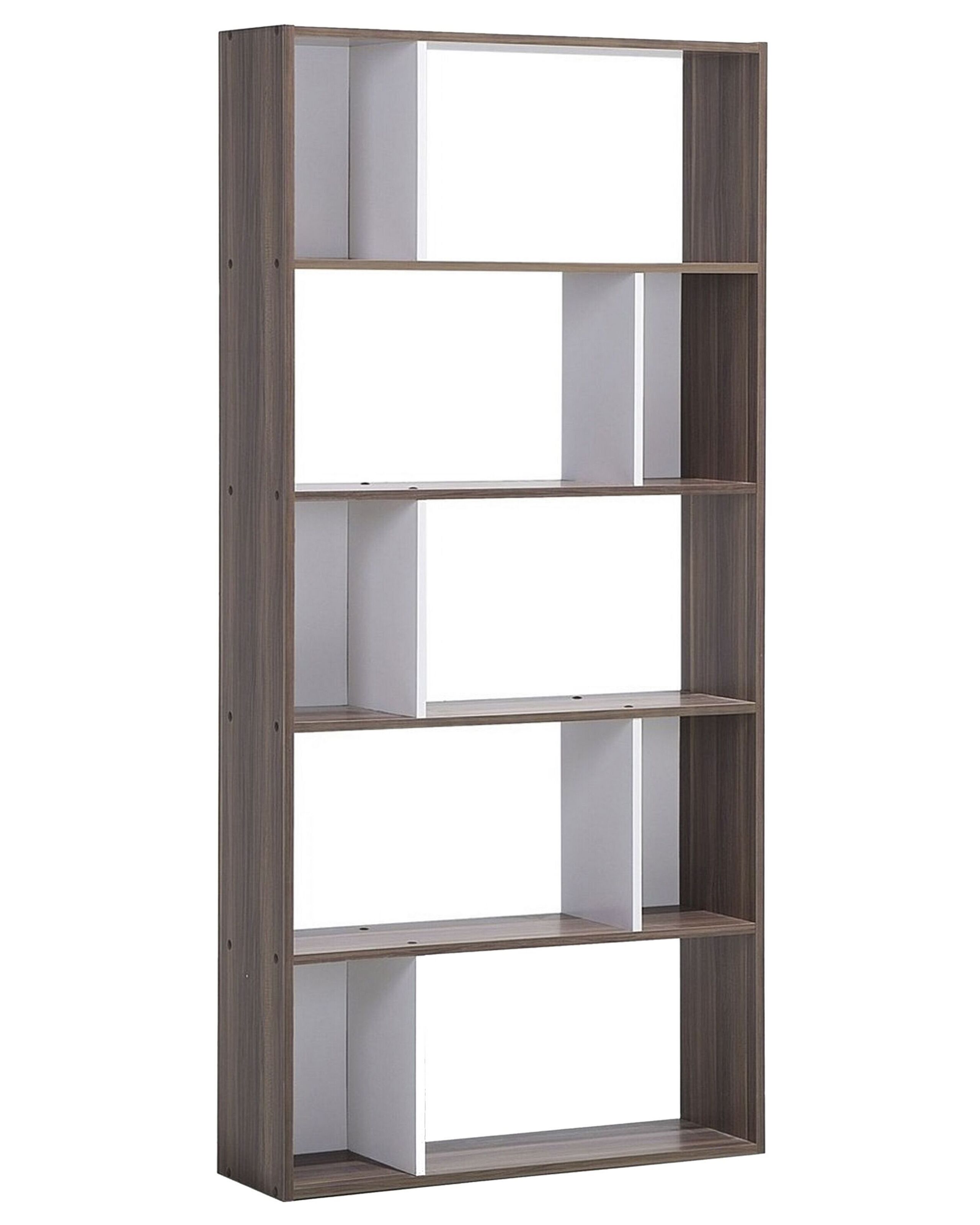 5 Tier Bookcase Dark Wood and White ORILLA - Gemini Interiors