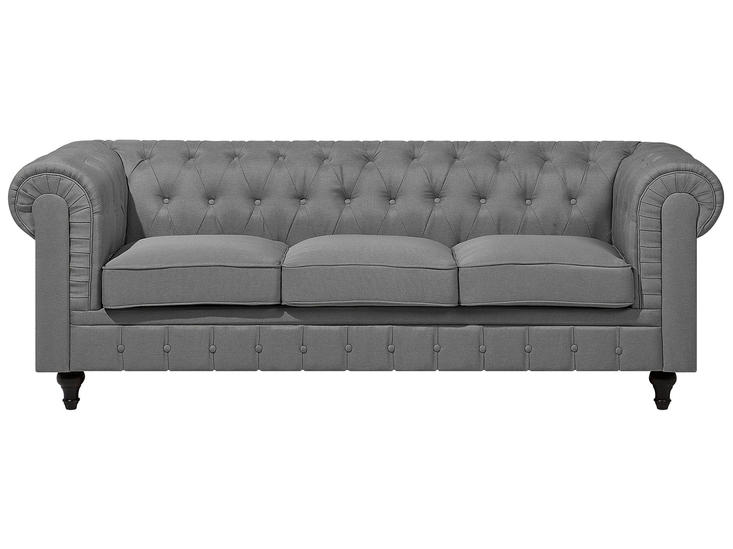 3 Seater Fabric Sofa Grey CHESTERFIELD Big - Gemini Interiors