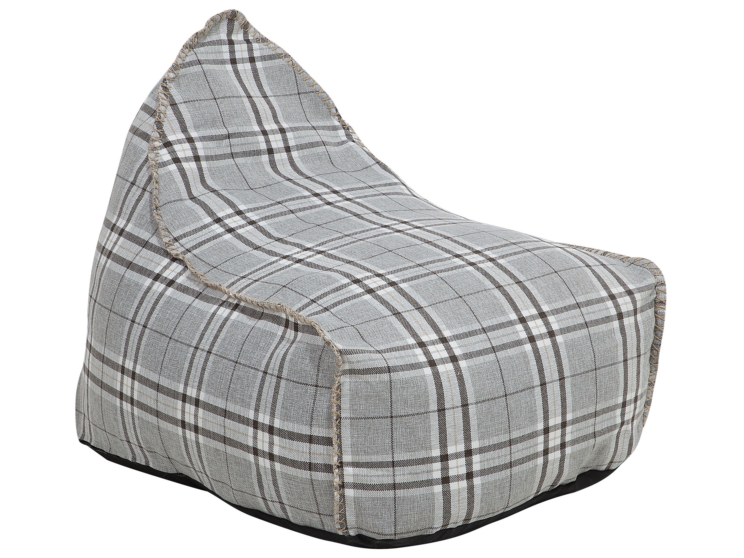 Linen Bean Bag Chair Checked Grey DROP - Gemini Interiors