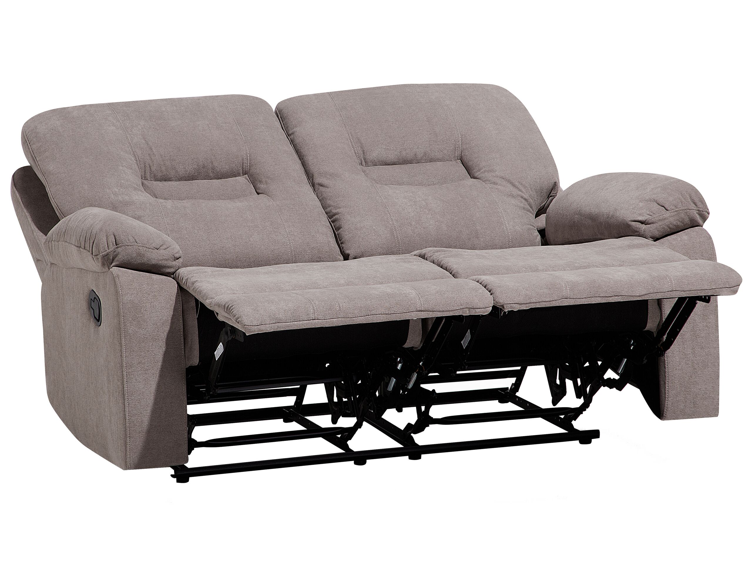 2 Seater Fabric Manual Recliner Sofa Taupe Beige BERGEN - Gemini Interiors