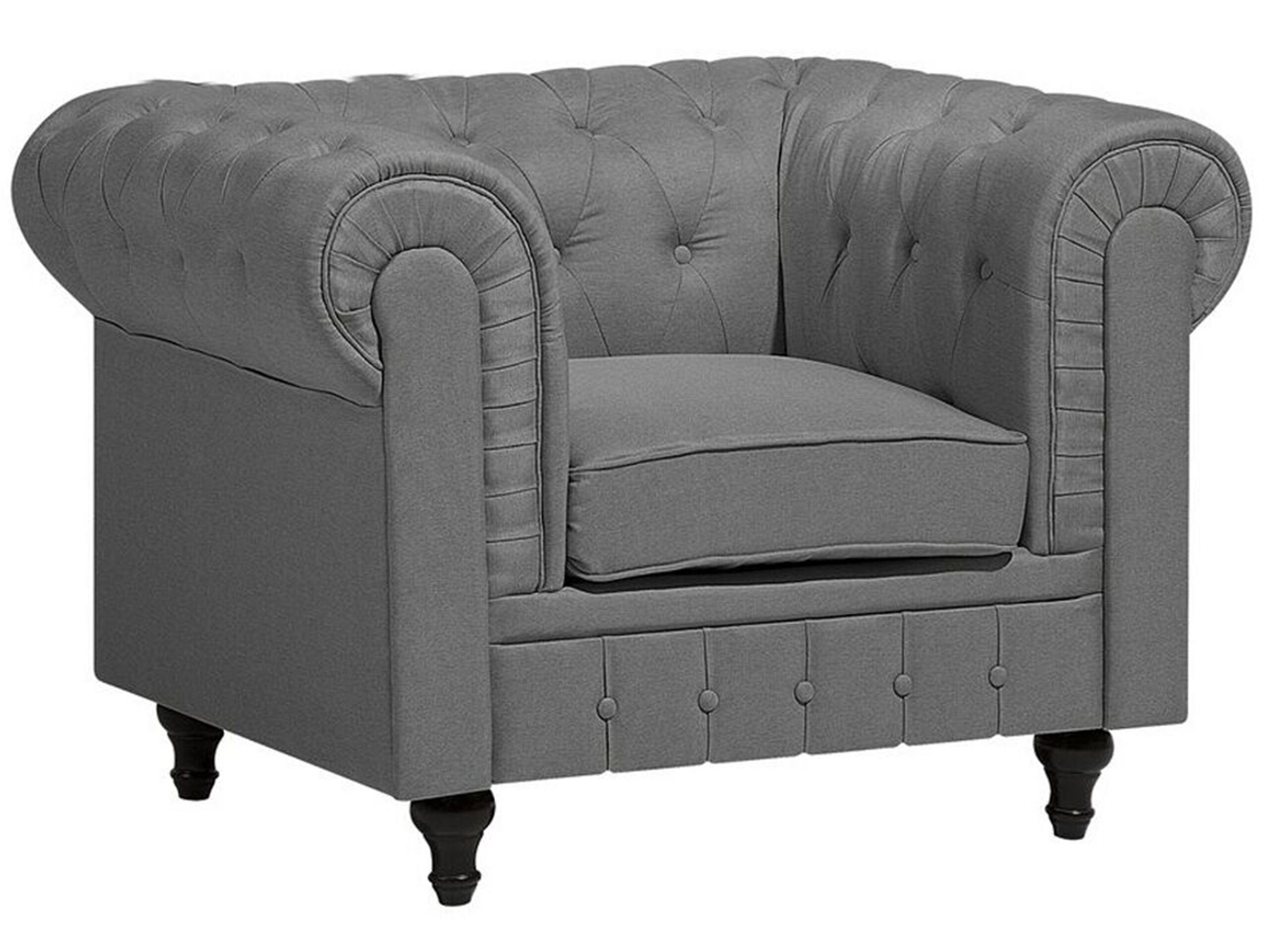 Fabric Armchair Grey CHESTERFIELD Big - Gemini Interiors