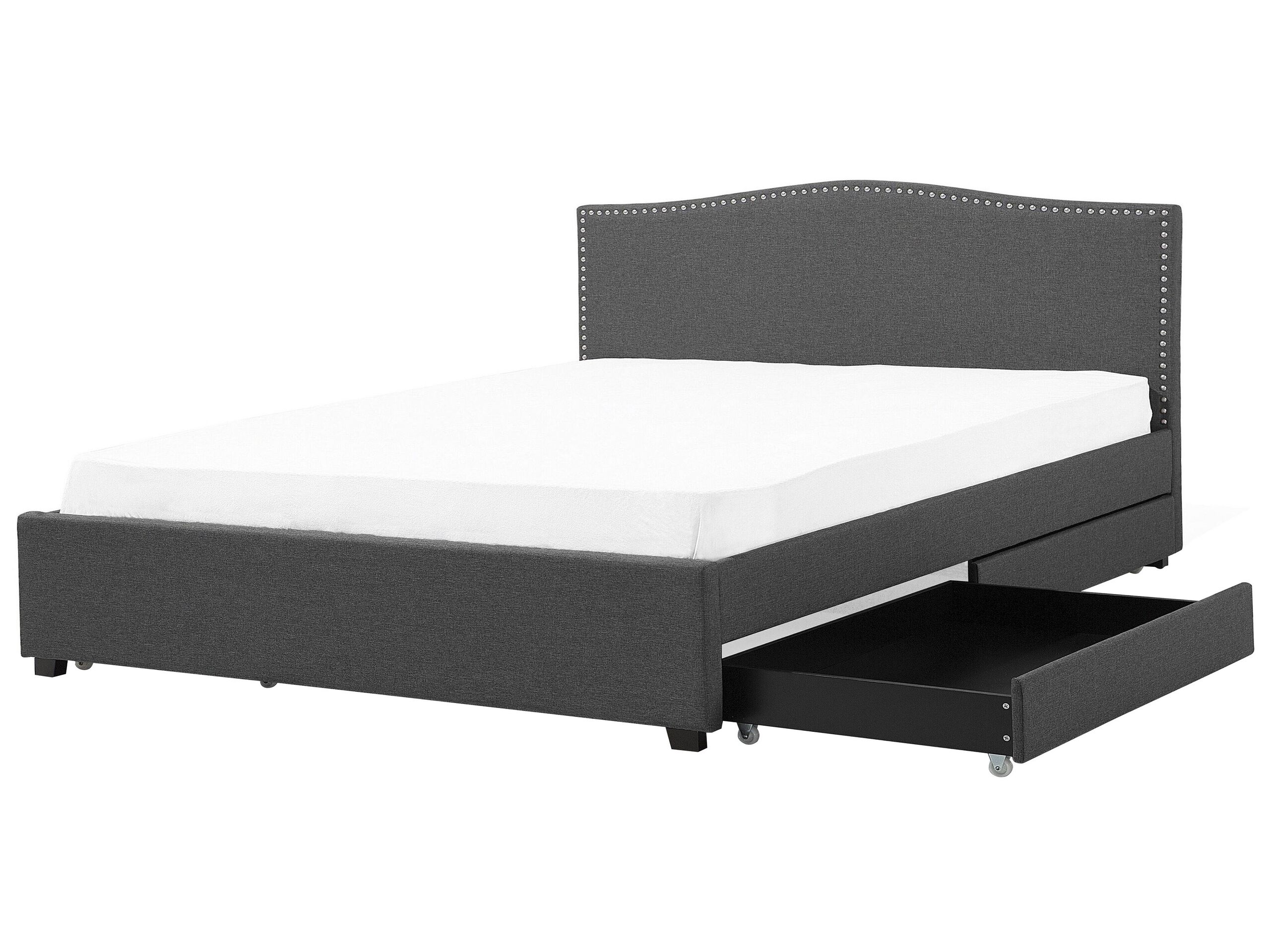 Fabric EU Super King Bed with Storage Grey MONTPELLIER - Gemini Interiors