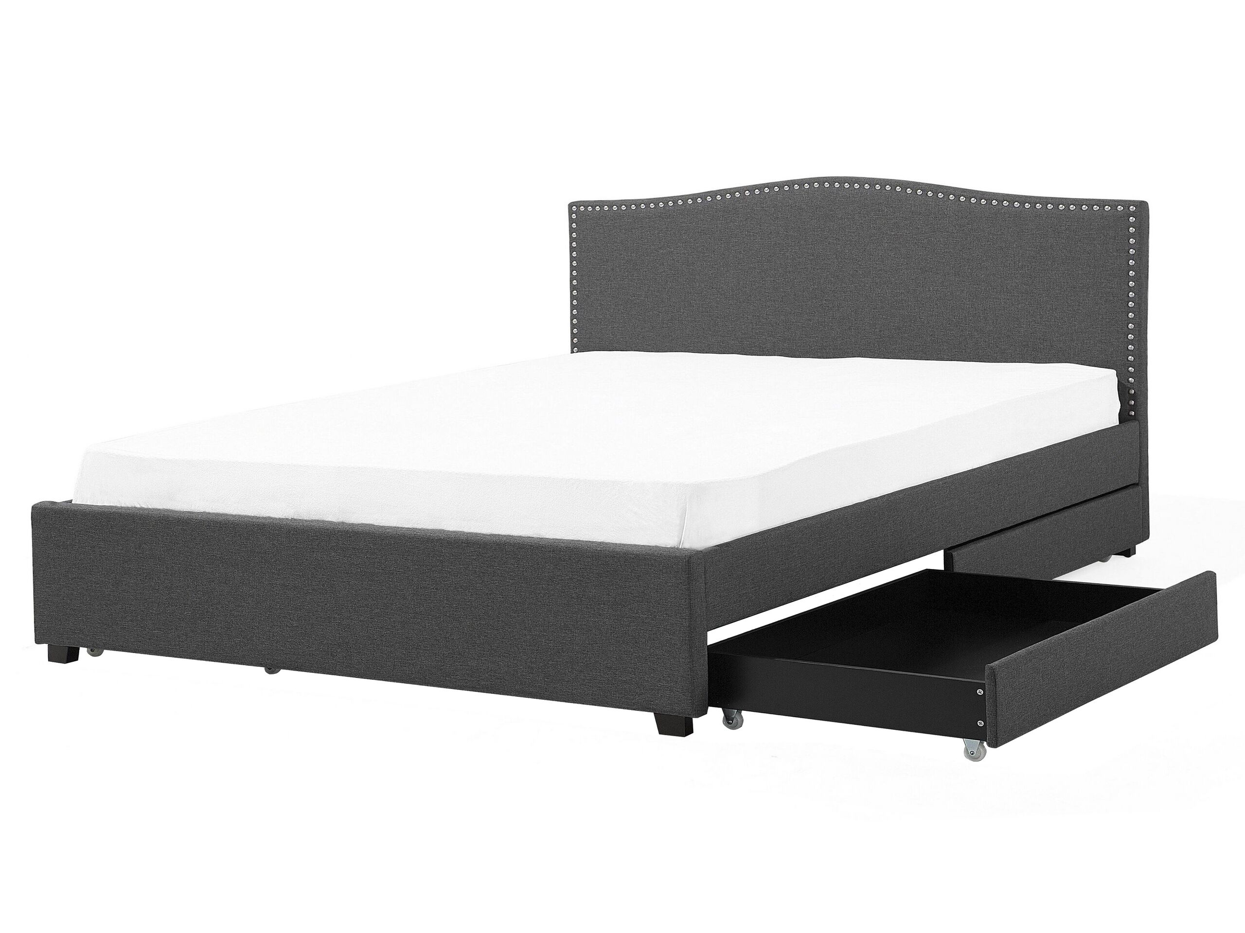 Fabric EU King Size Bed with Storage Grey MONTPELLIER - Gemini Interiors