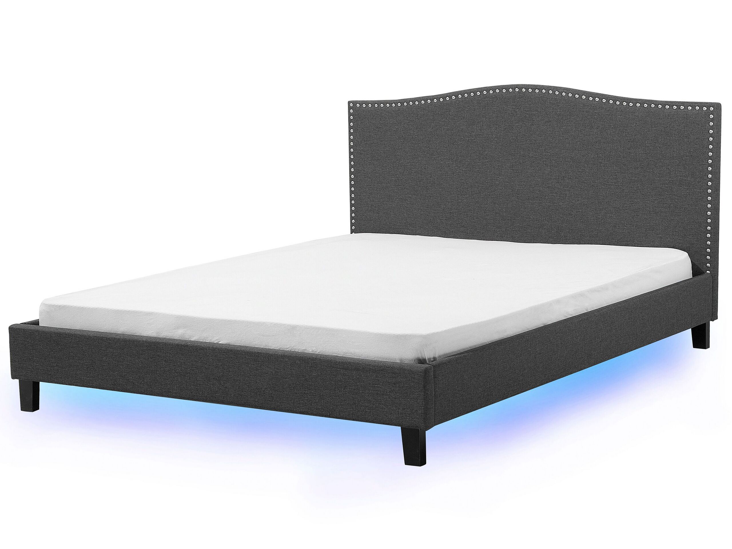 Fabric EU Super King Bed Multicolour LED Grey MONTPELLIER - Gemini Interiors