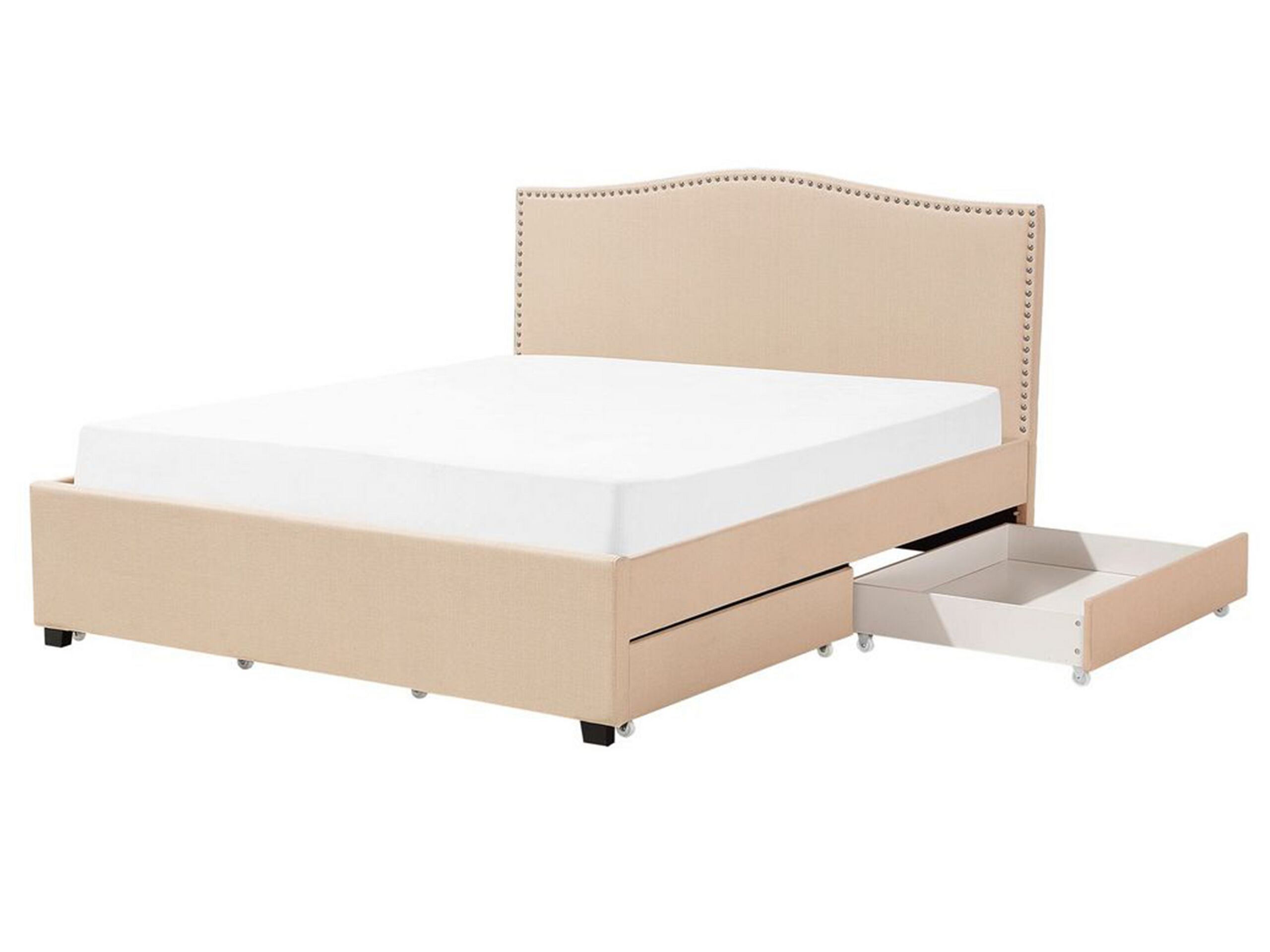 Fabric EU King Size Bed with Storage Beige MONTPELLIER - Gemini Interiors