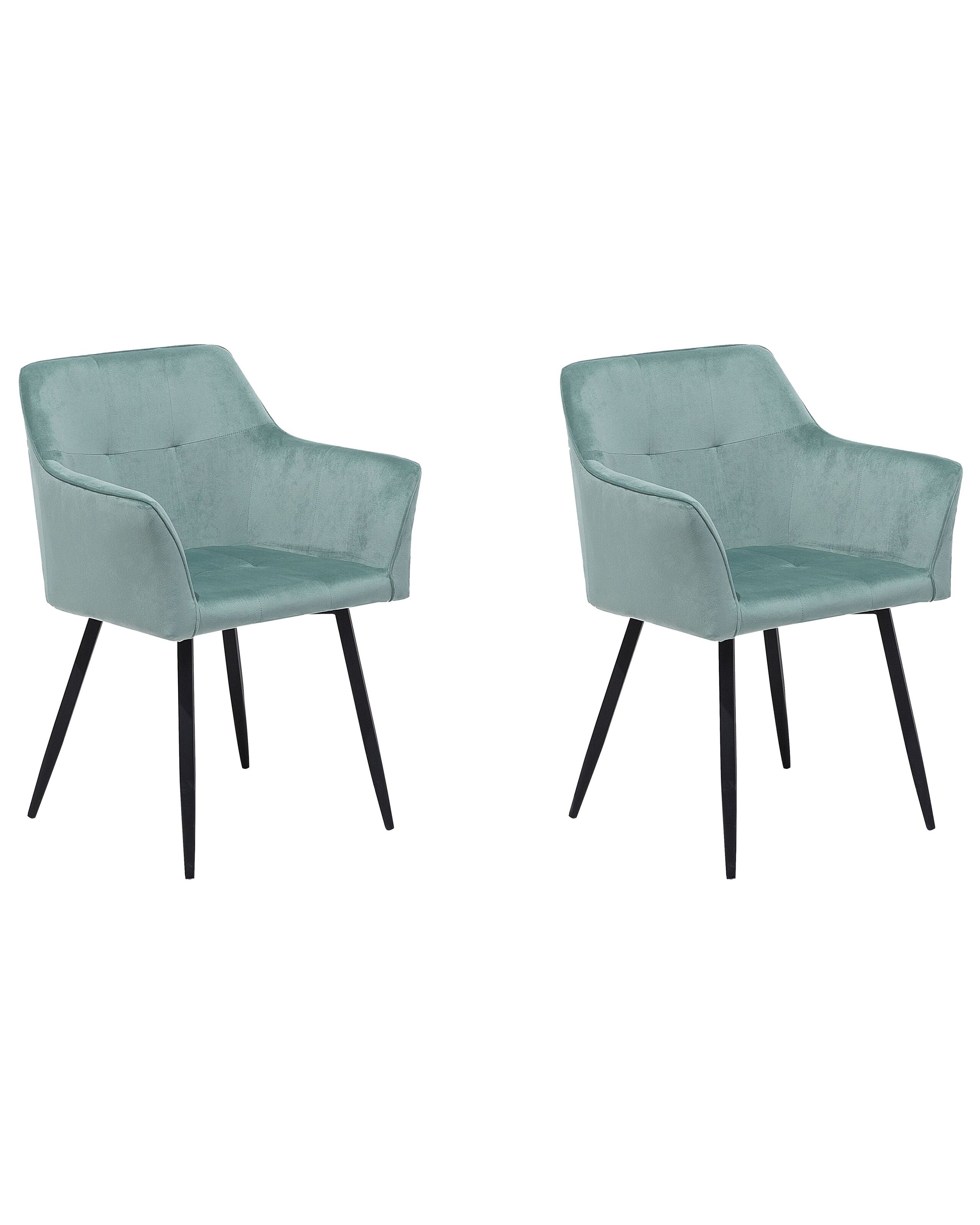 Set of 2 Velvet Dining Chairs Mint Green JASMIN - Gemini Interiors