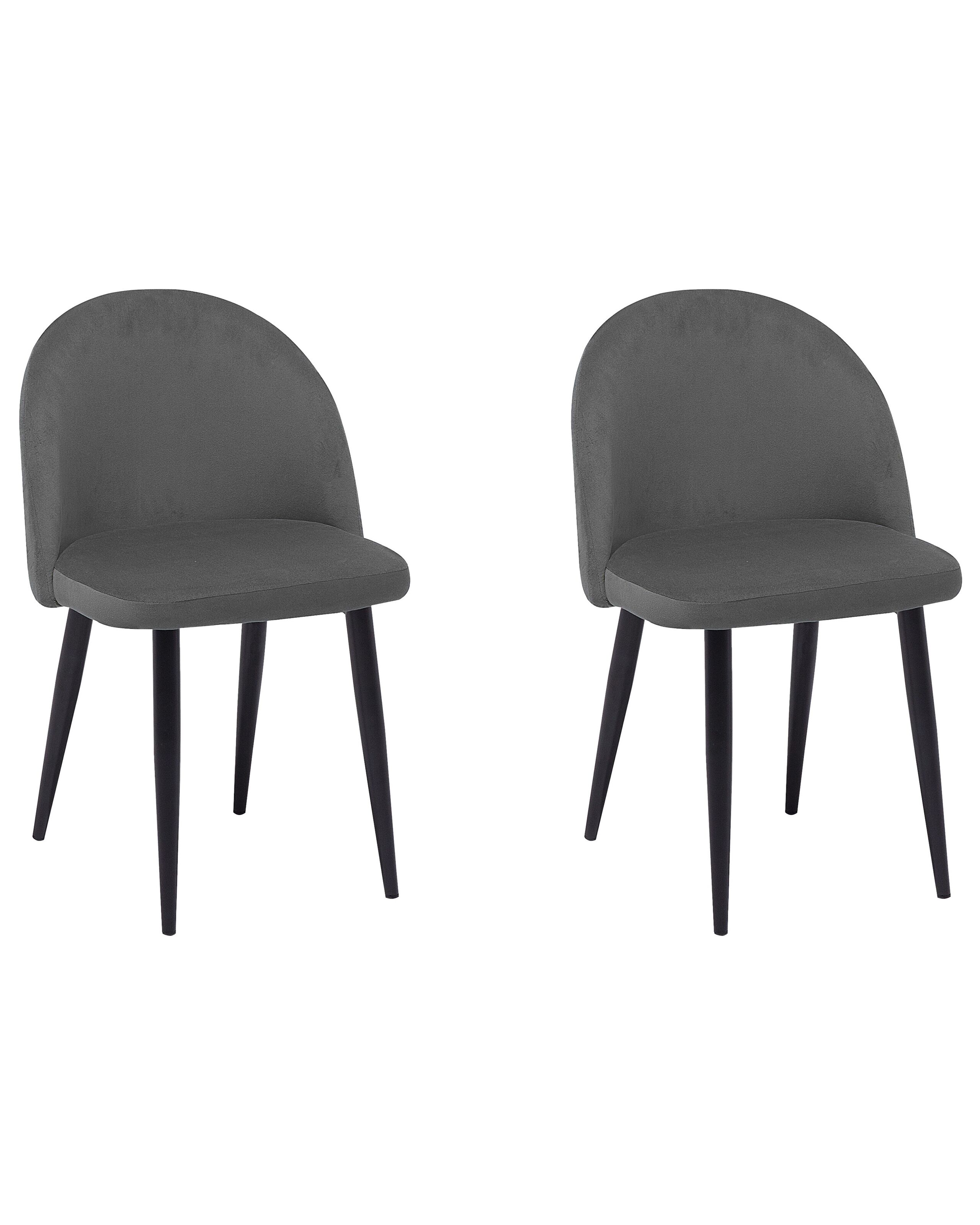 Set of 2 Velvet Dining Chairs Grey VISALIA - Gemini Interiors