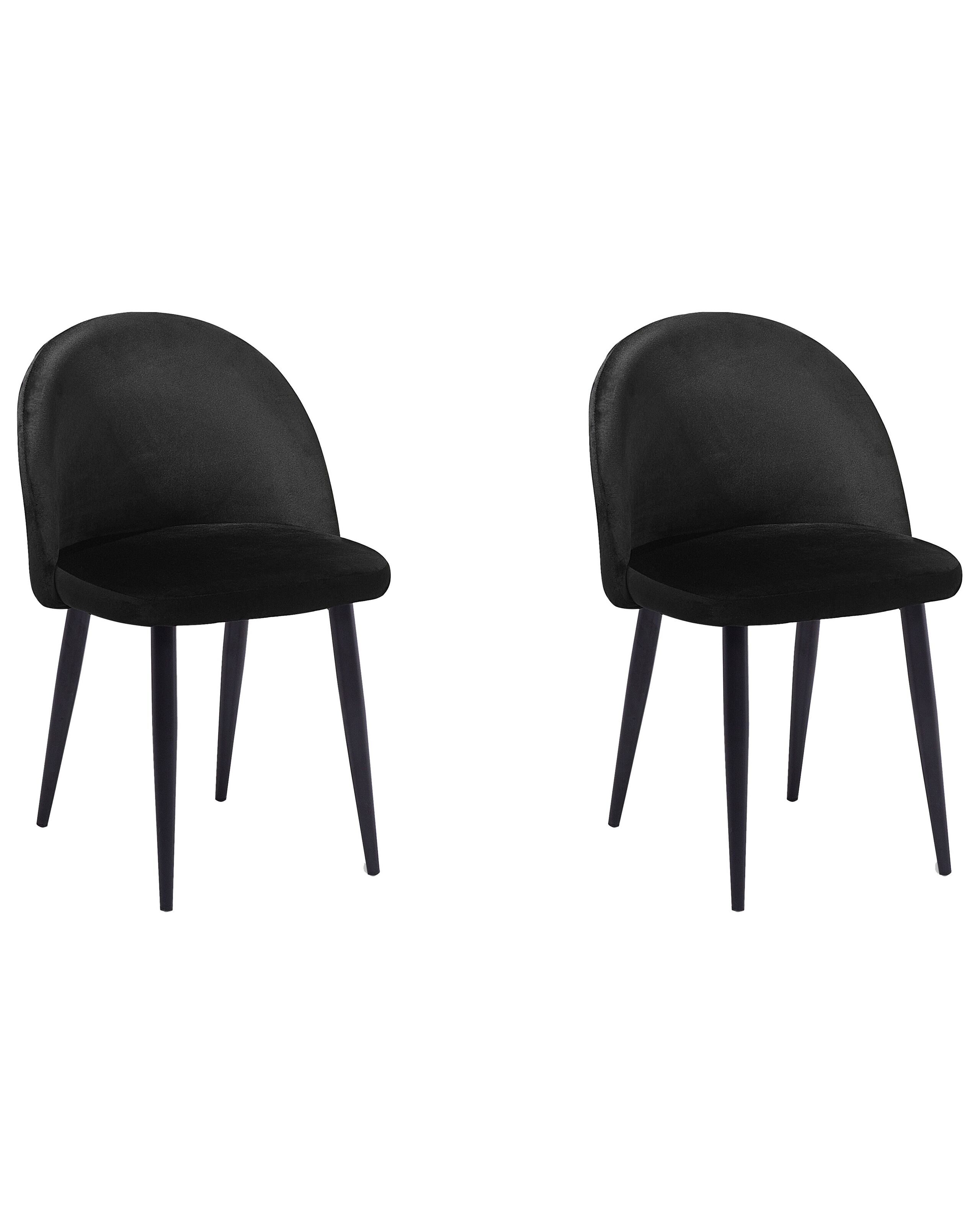 Set of 2 Velvet Dining Chairs Black VISALIA - Gemini Interiors