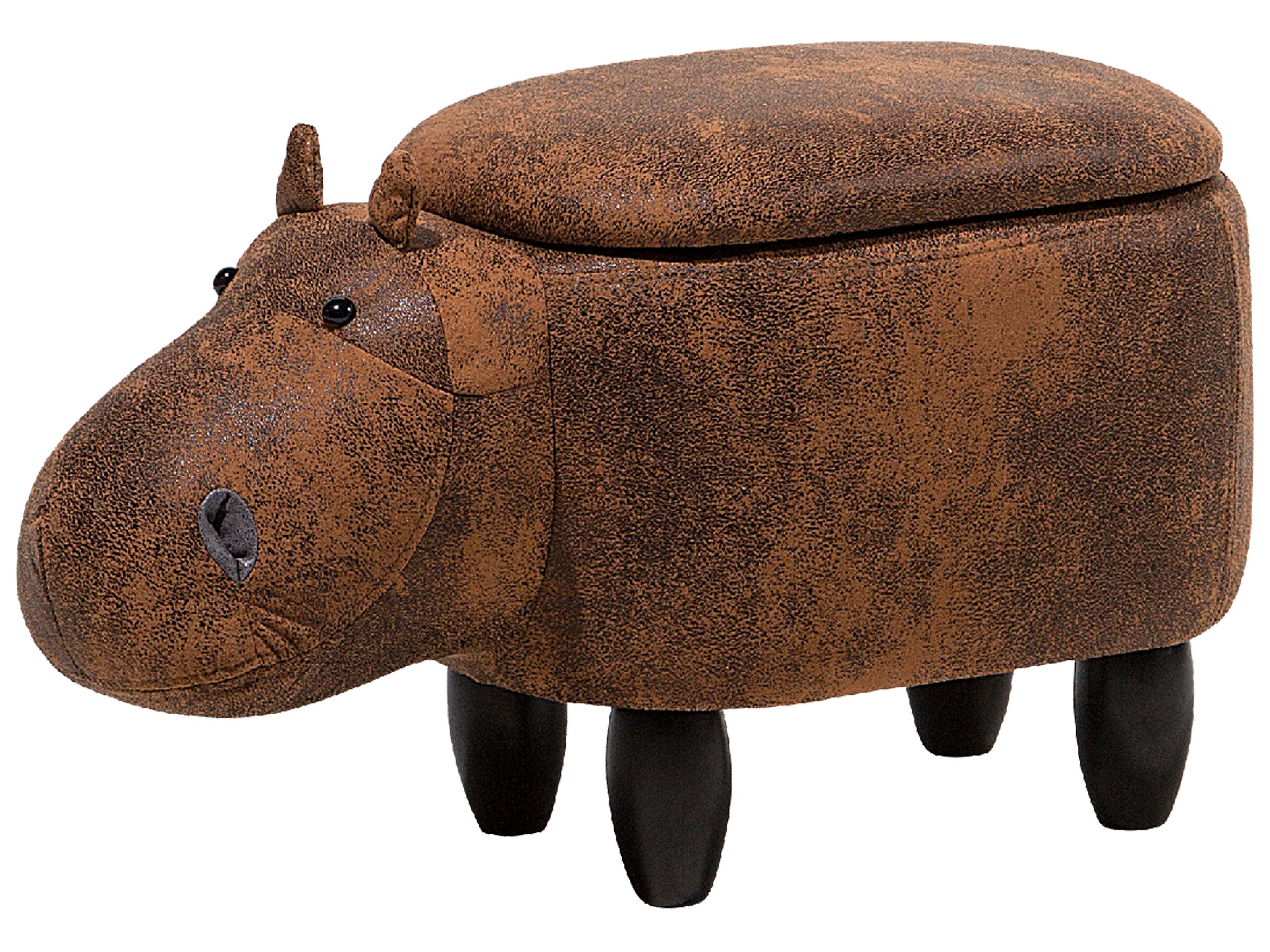 Faux Leather Storage Animal Stool Brown HIPPO - Gemini Interiors