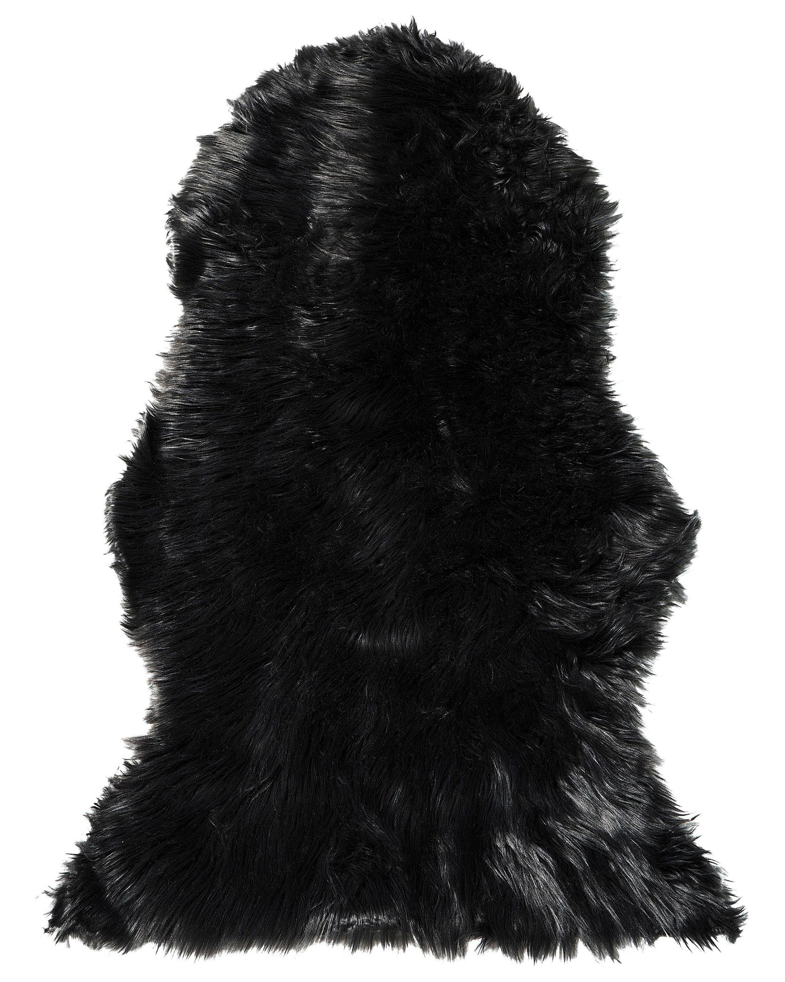 Faux Sheepskin Rug Black MUNGO - Gemini Interiors