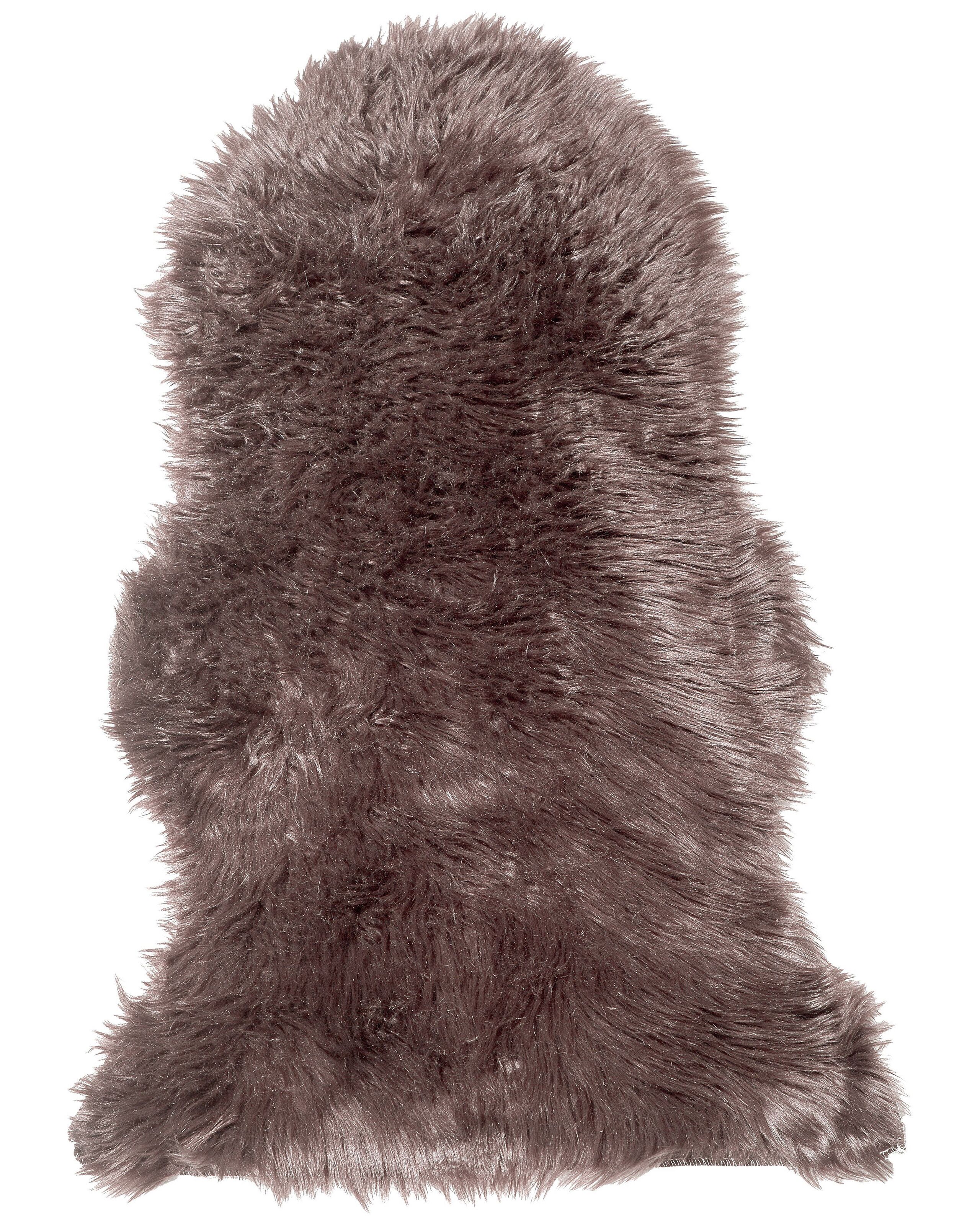 Faux Sheepskin Rug Brown MUNGO - Gemini Interiors