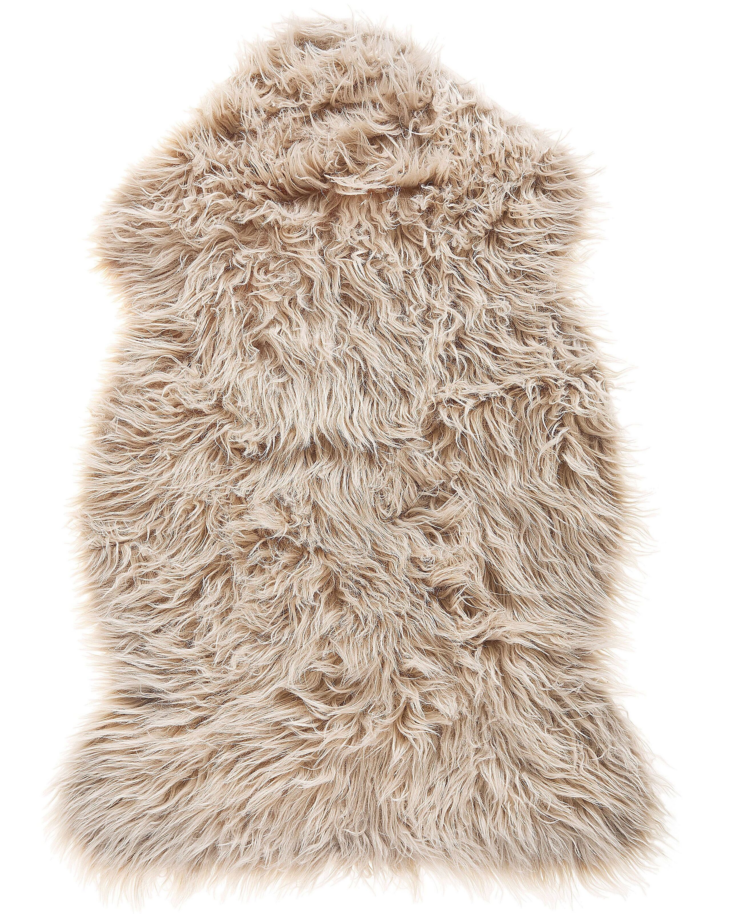 Faux Sheepskin Rug Beige MUNGO - Gemini Interiors