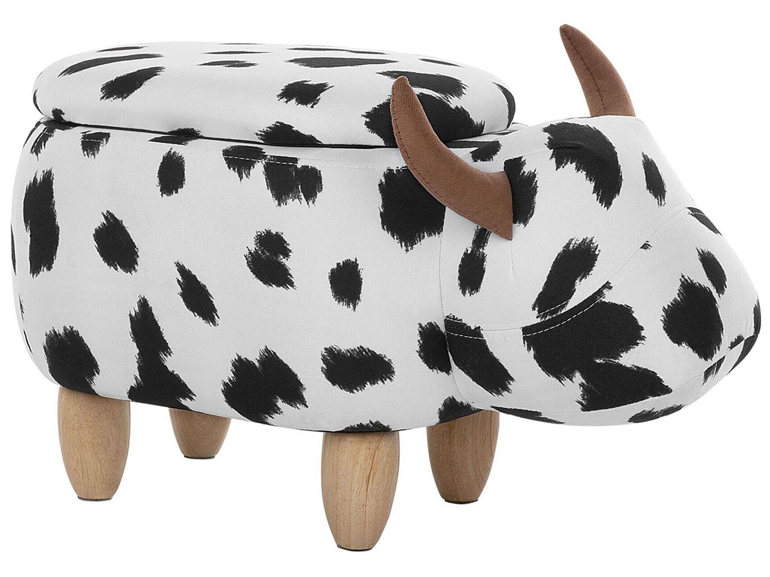 Fabric Storage Animal Stool Black and White COW - Gemini Interiors