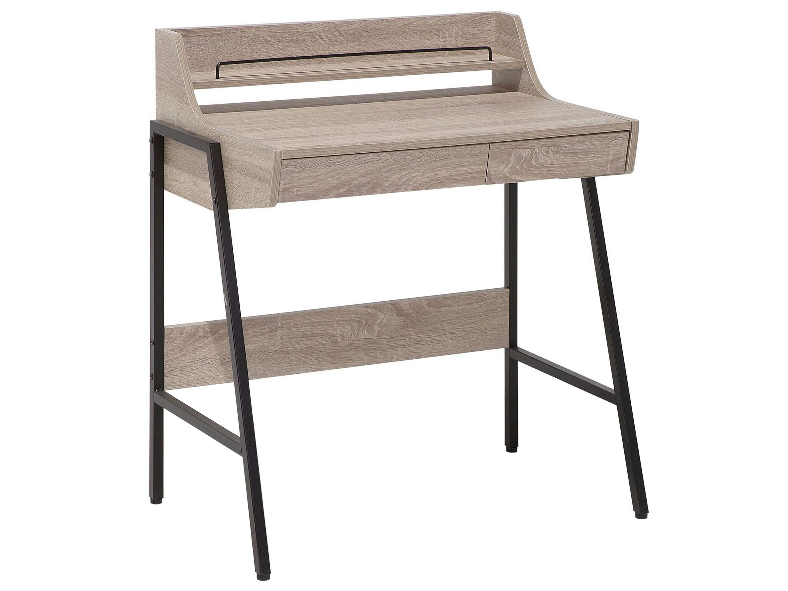2 Drawer Home Office Desk with Shelf 73 x 48 cm Light Wood BROXTON - Gemini Interiors