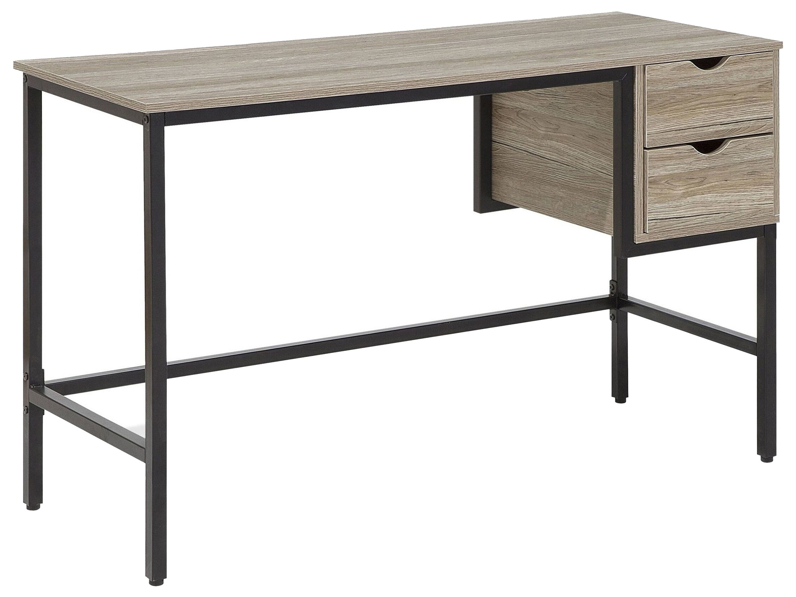 2 Drawer Home Office Desk 120 x 48 cm Light Wood GRANT - Gemini Interiors