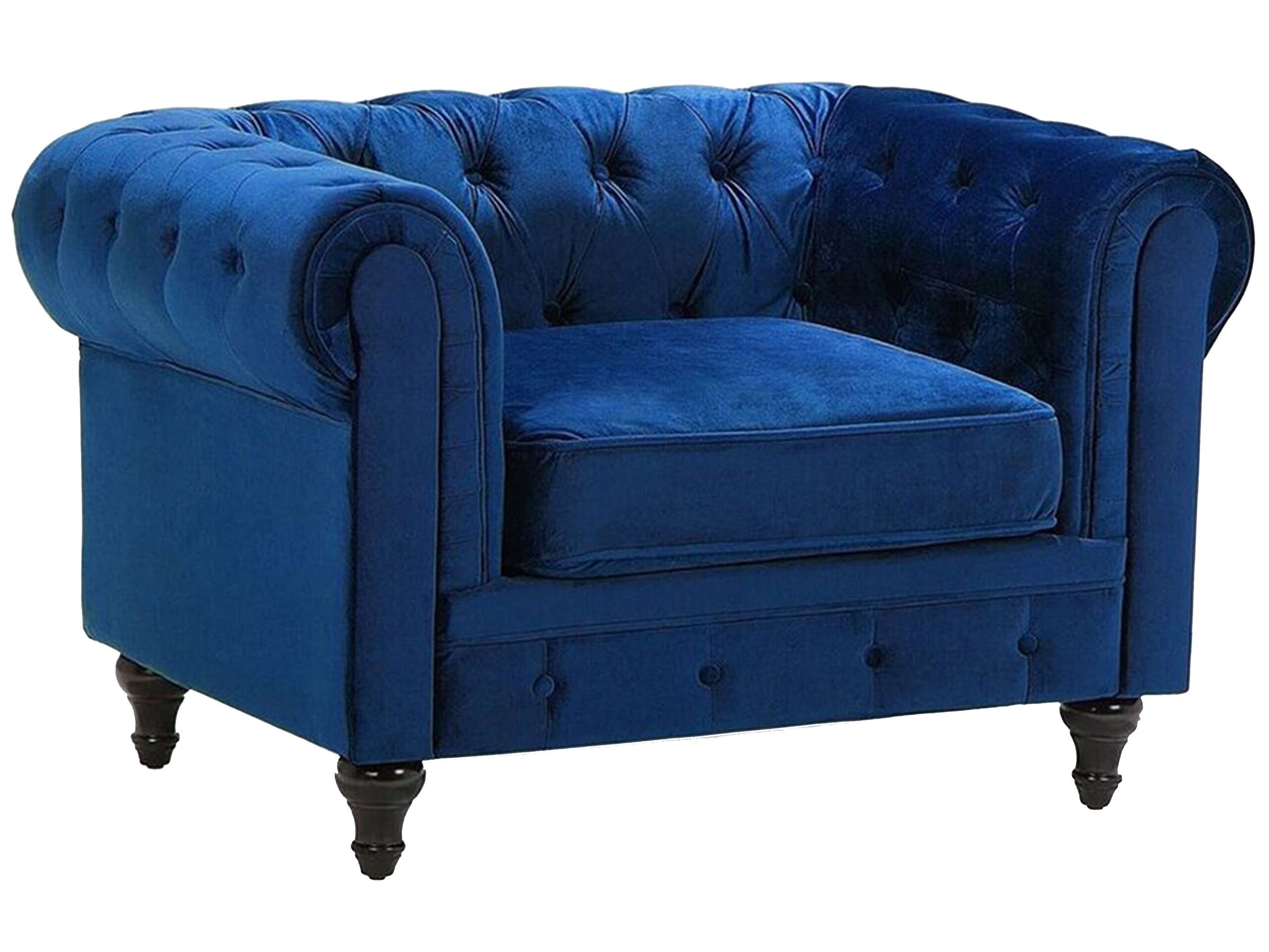 Velvet Armchair Navy Blue CHESTERFIELD - Gemini Interiors