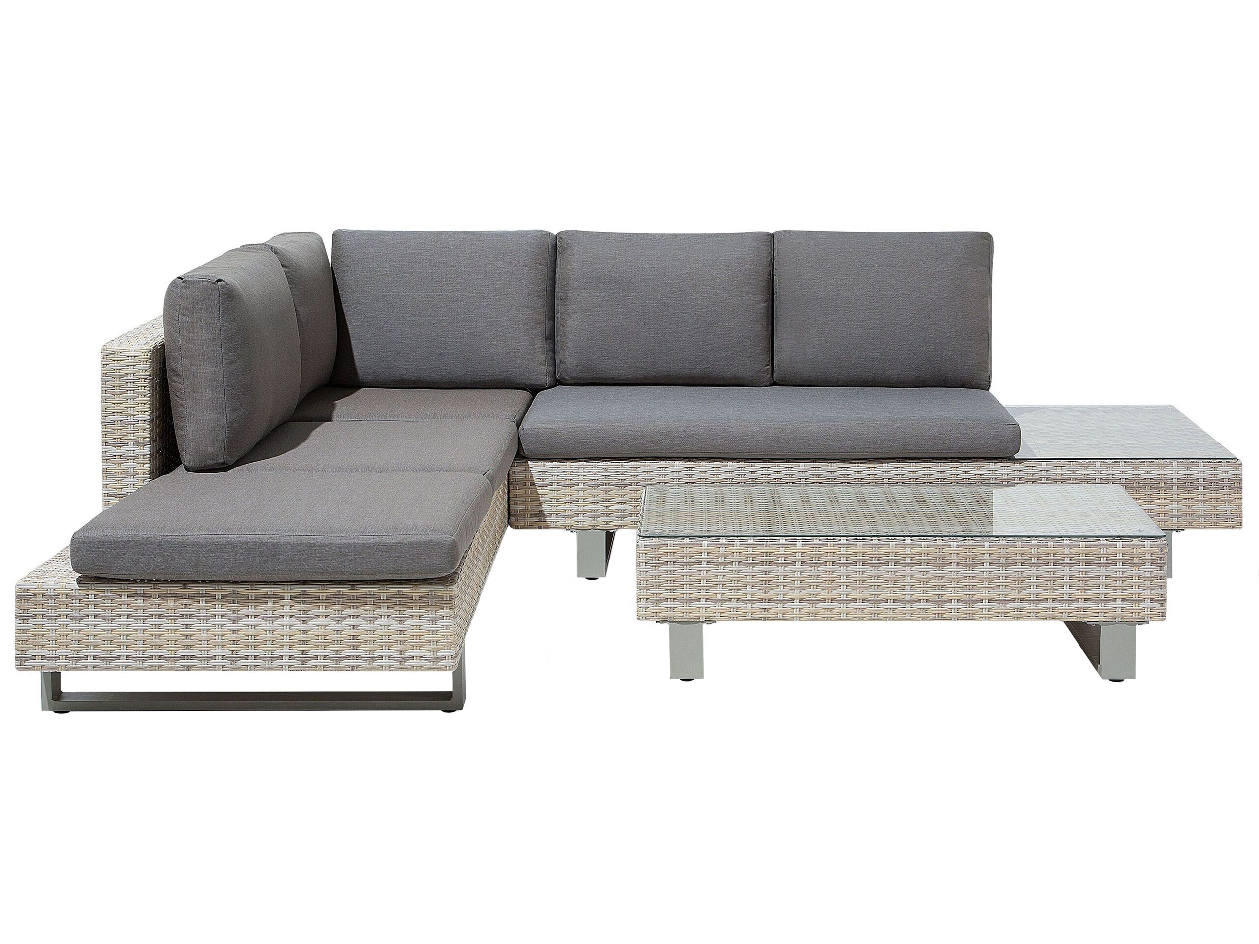 5 Seater PE Rattan Garden Corner Sofa Set Grey LANCIANO - Gemini Interiors