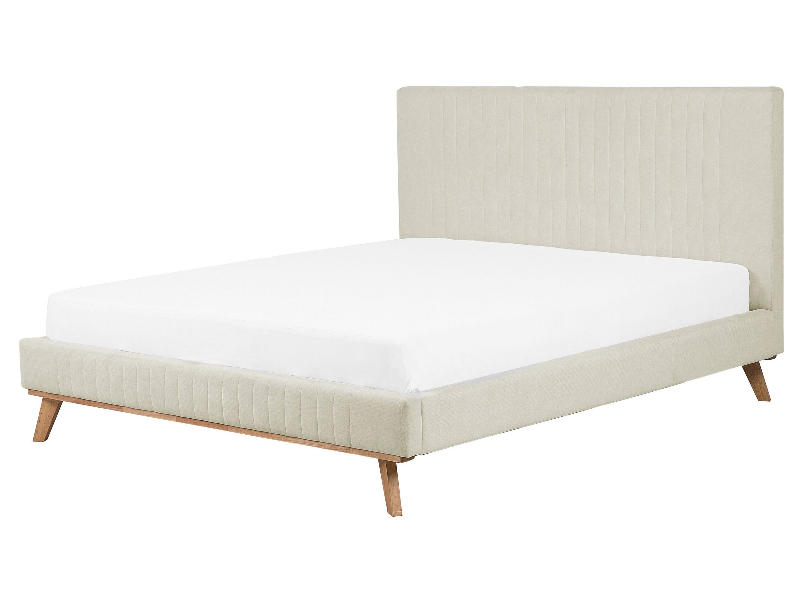 Chenille EU King Size Bed Beige TALENCE - Gemini Interiors