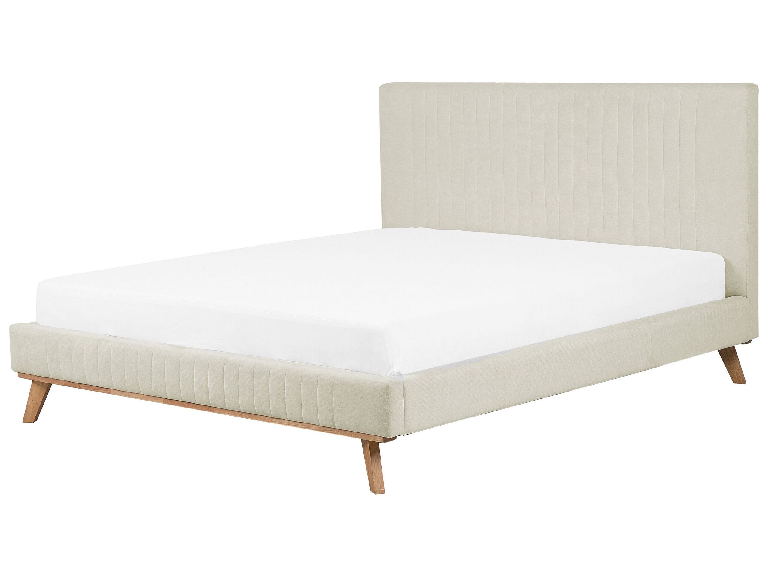 Chenille EU Super King Bed Beige TALENCE - Gemini Interiors