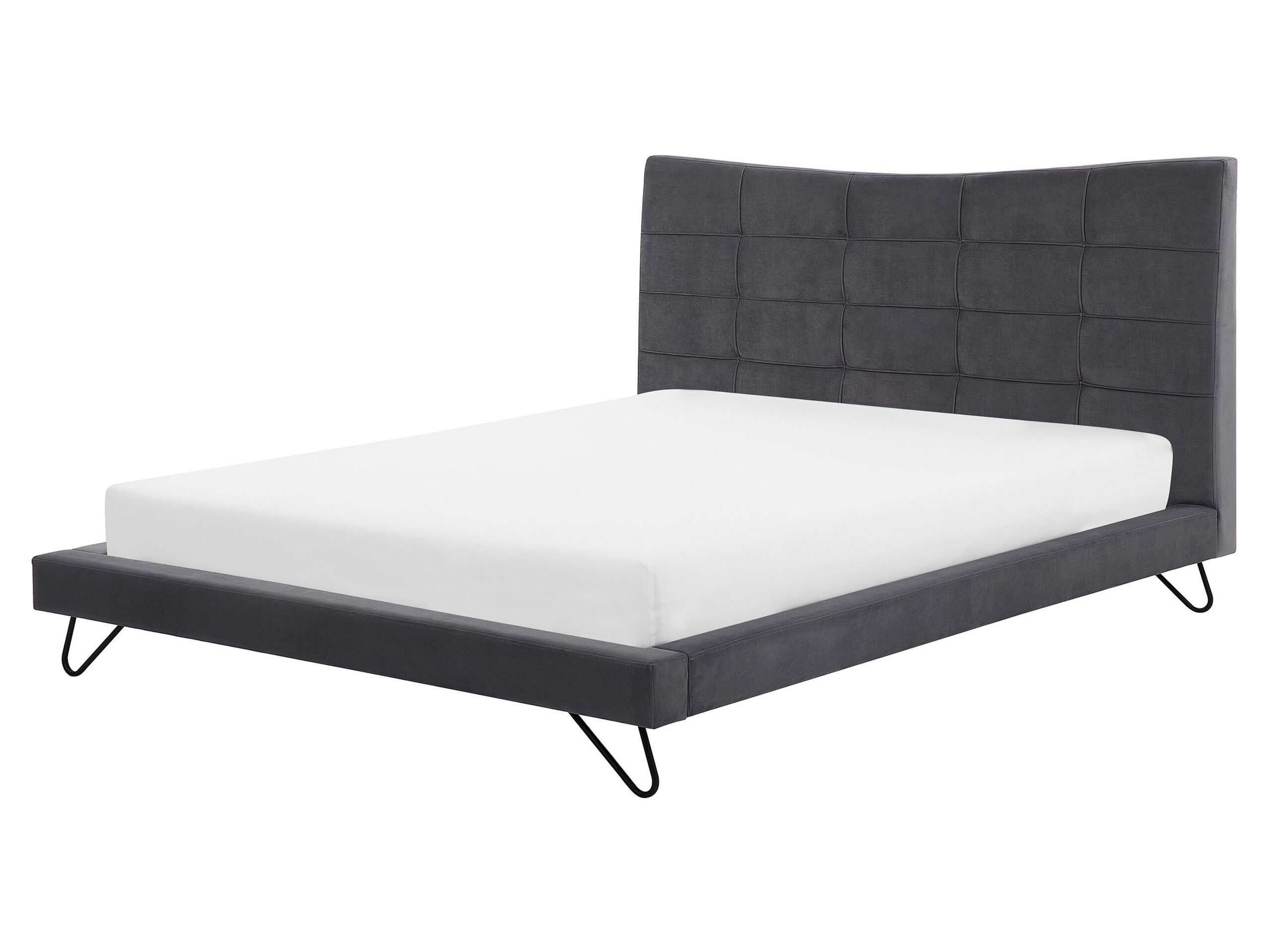Velvet EU King Size Bed Grey LANNION - Gemini Interiors