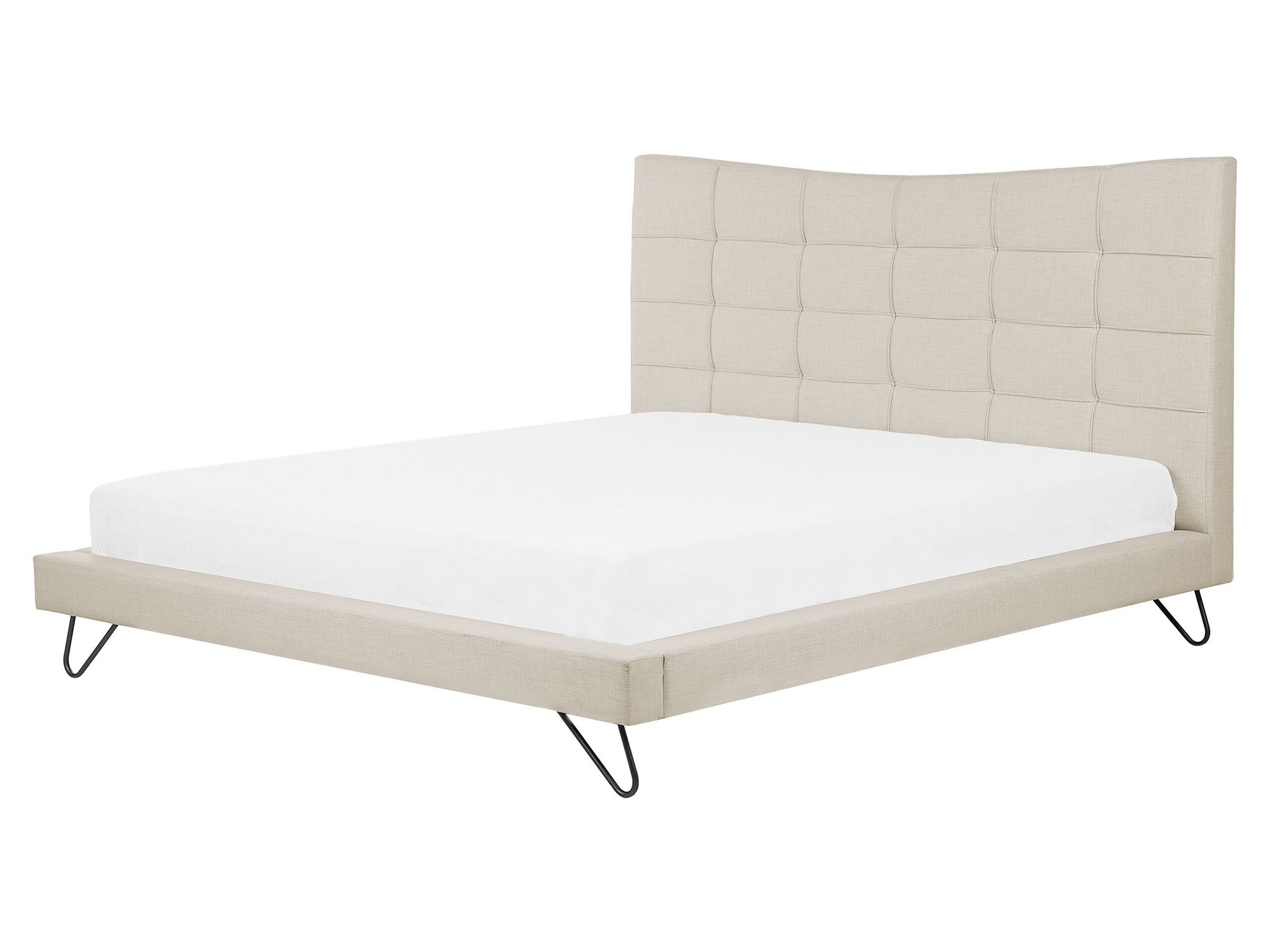 Fabric EU King Size Bed Beige LANNION - Gemini Interiors
