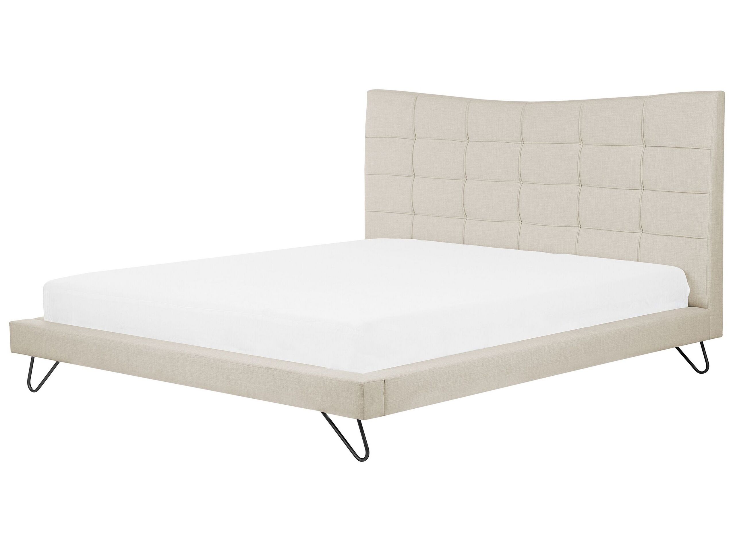Fabric EU Super King Size Bed Beige LANNION - Gemini Interiors