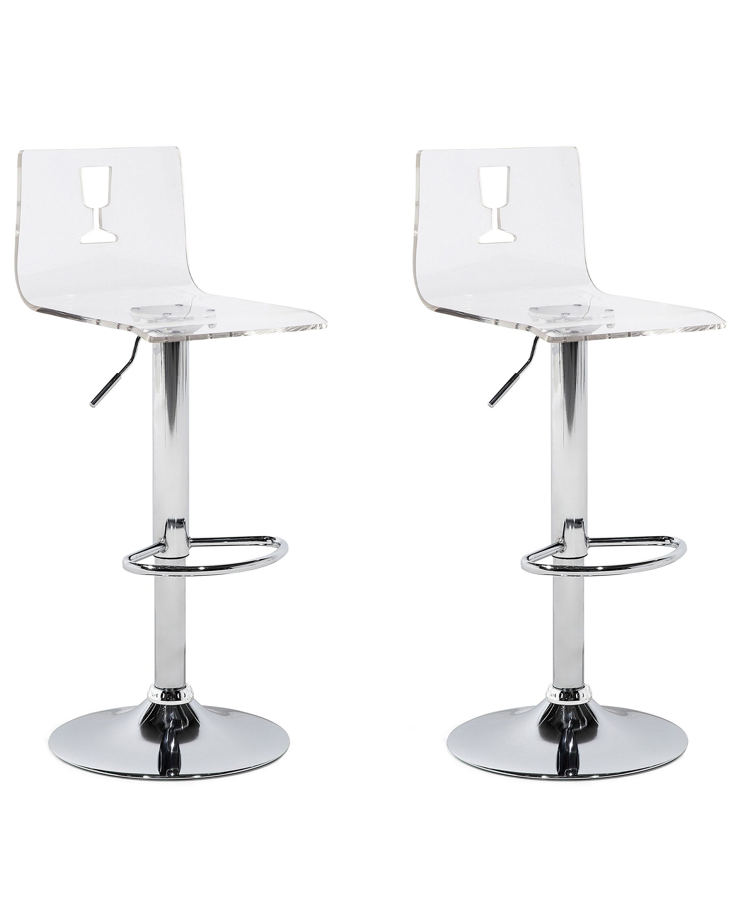 Set of 2 Swivel Bar Stools Transparent White BUSAN - Gemini Interiors