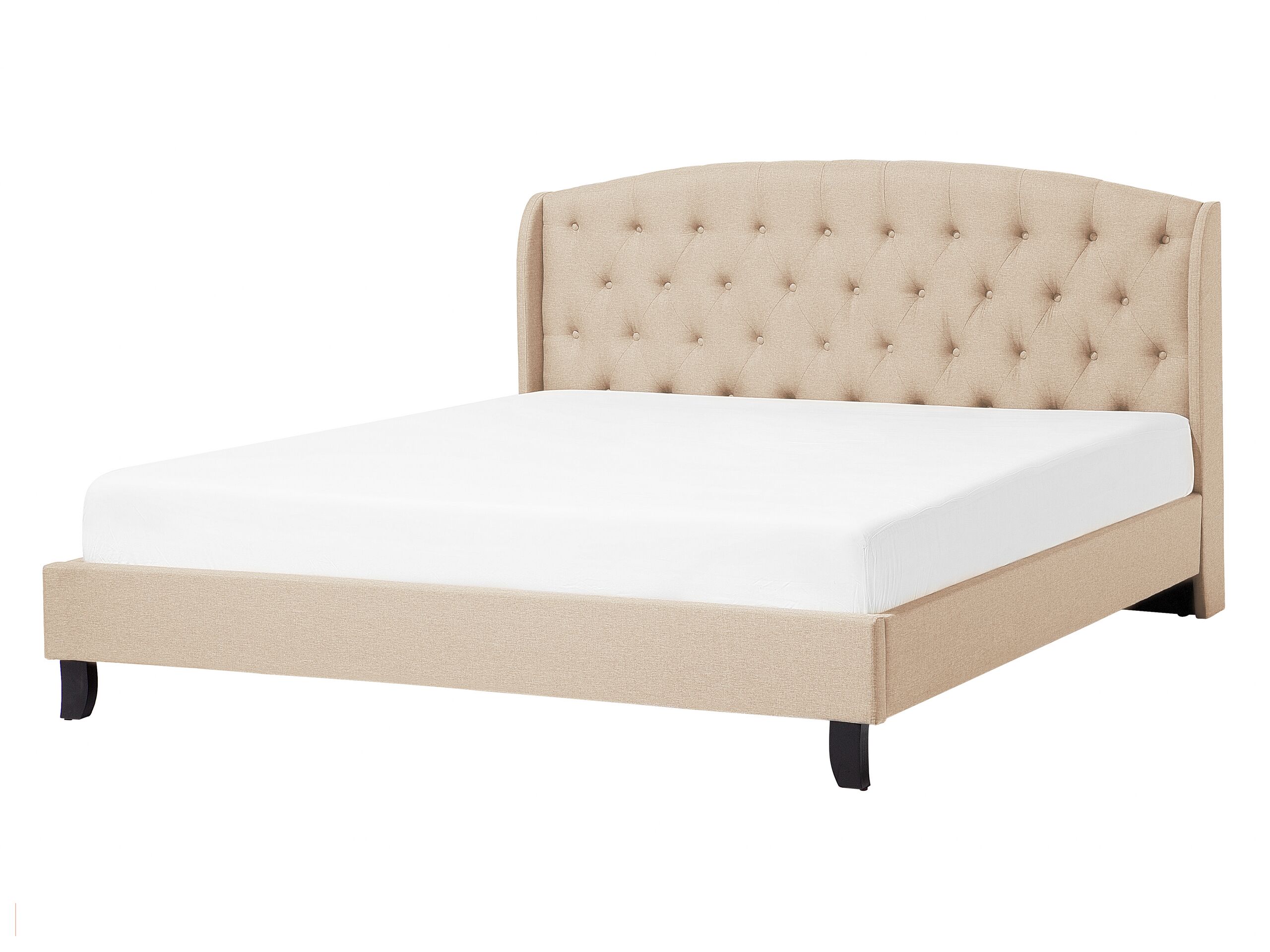 Fabric EU Double Size Bed Beige BORDEAUX - Gemini Interiors