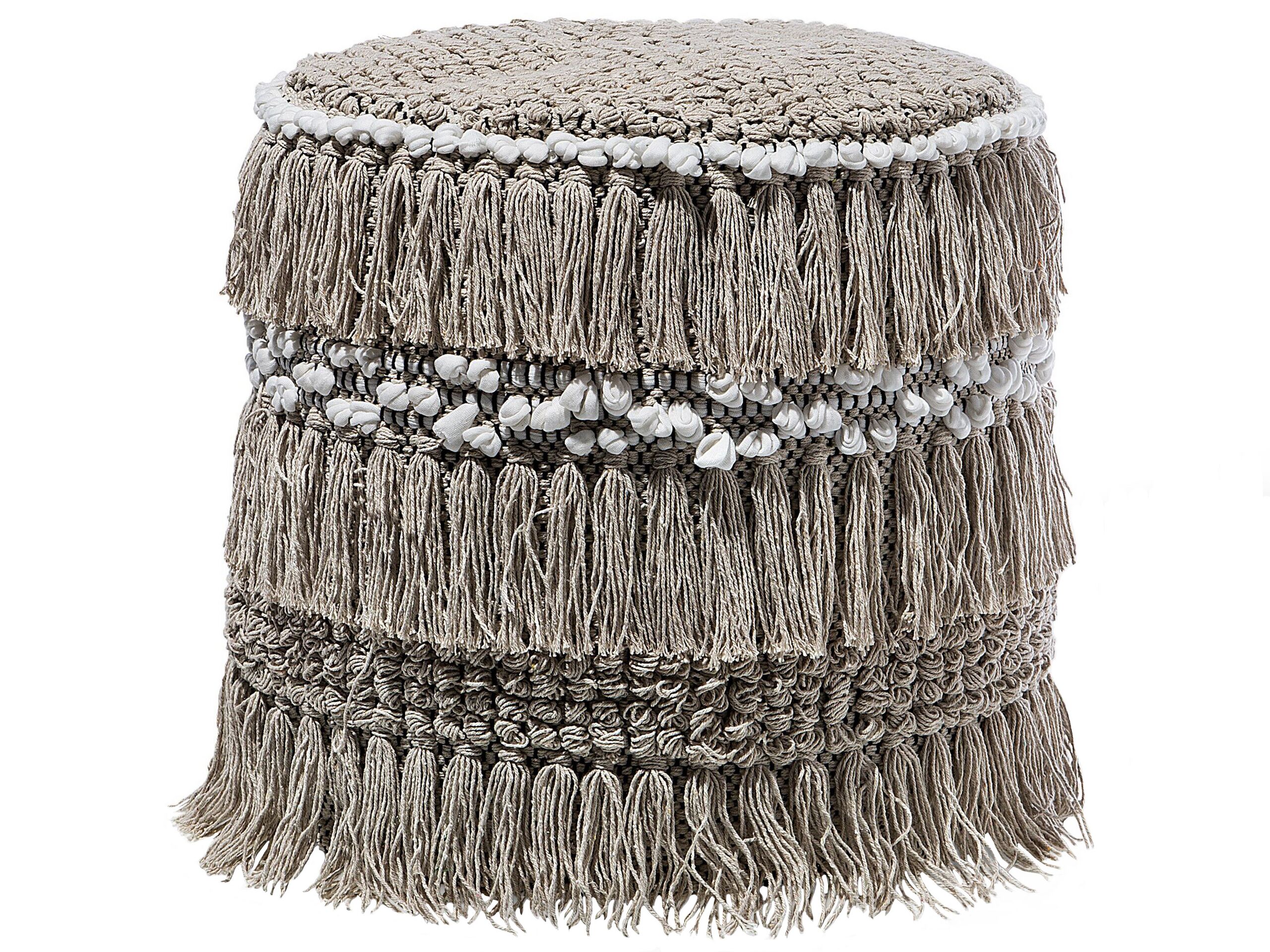 Cotton Pouffe Beige NOIDA - Gemini Interiors
