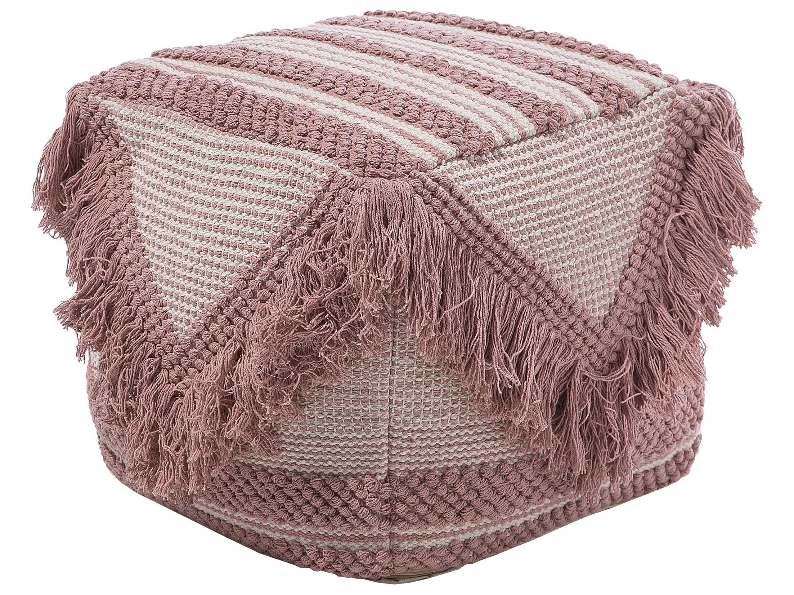 Pouffe Beige and Pink KOCHI - Gemini Interiors