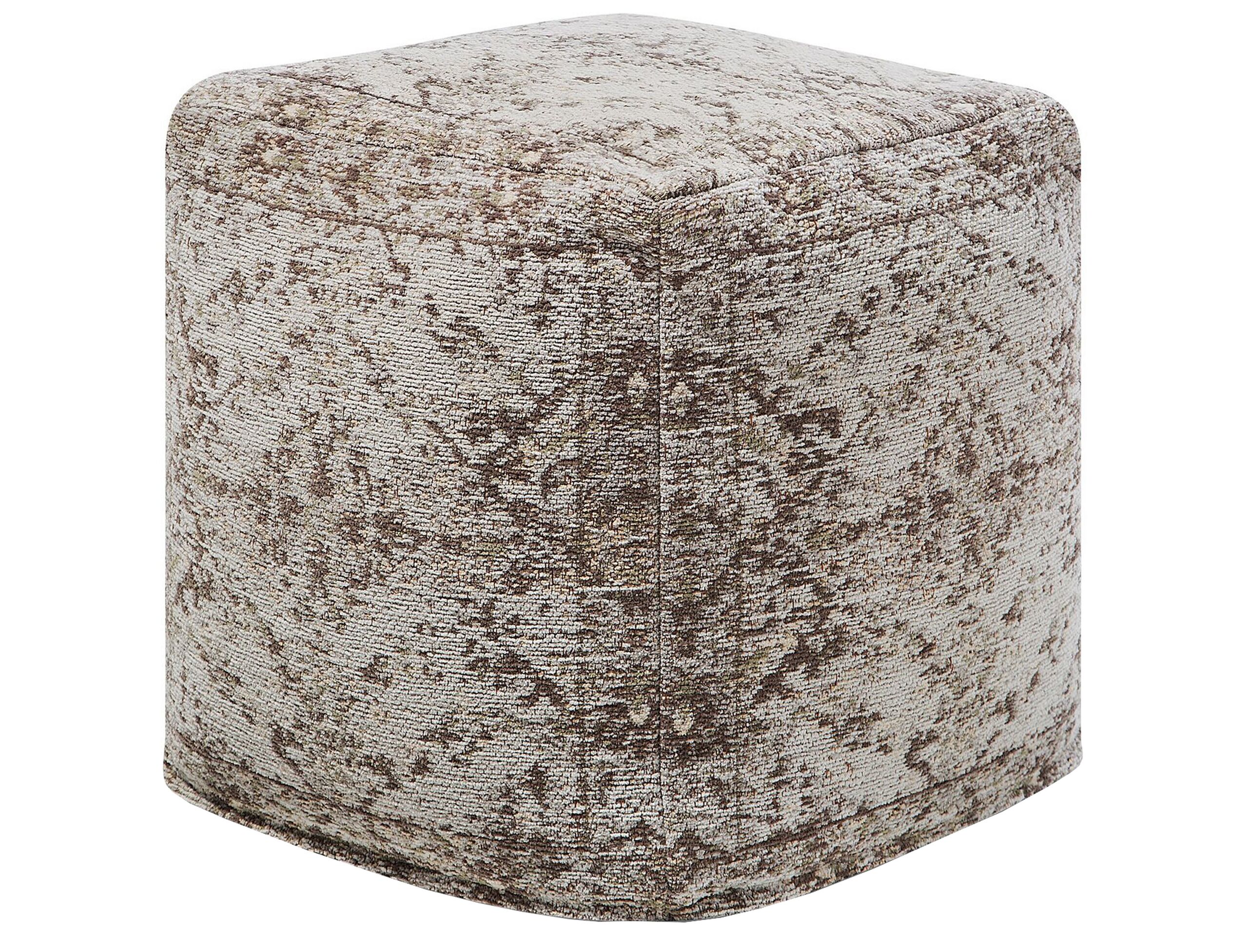 Cotton Pouffe Taupe MEERUT - Gemini Interiors
