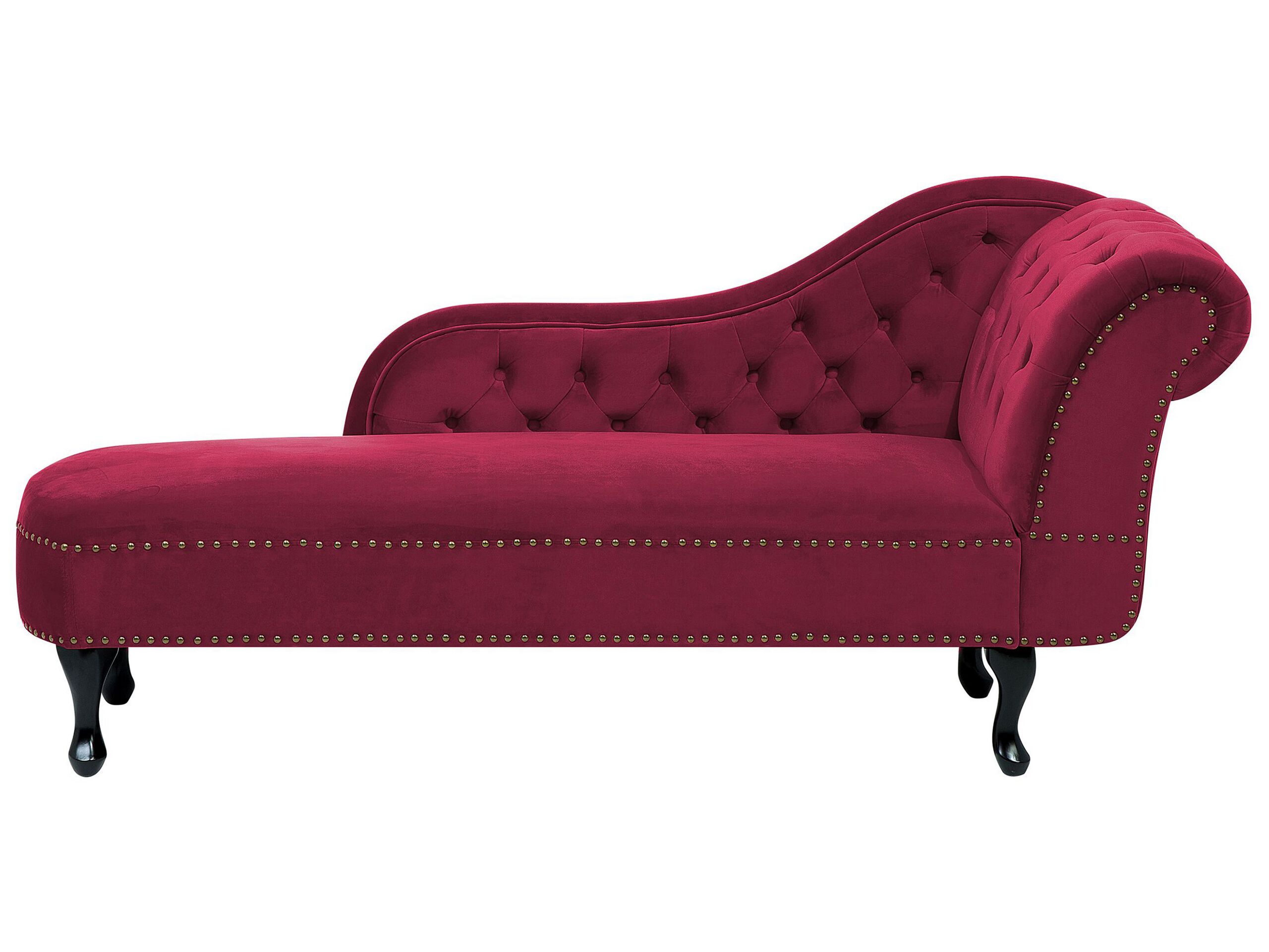 Right Hand Chaise Lounge Velvet Burgundy NIMES - Gemini Interiors