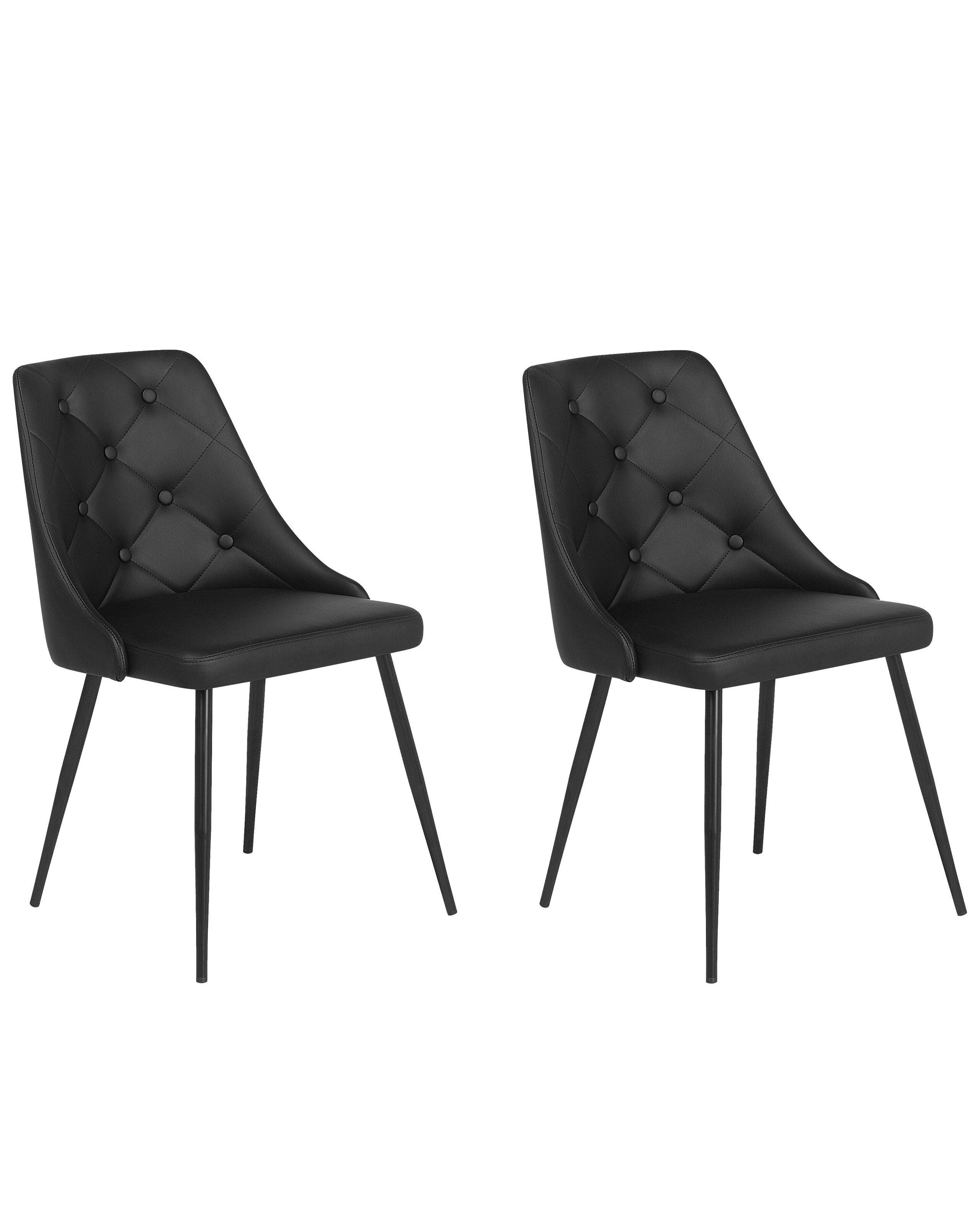 Set of 2 Dining Chairs Faux Leather Black VALERIE - Gemini Interiors