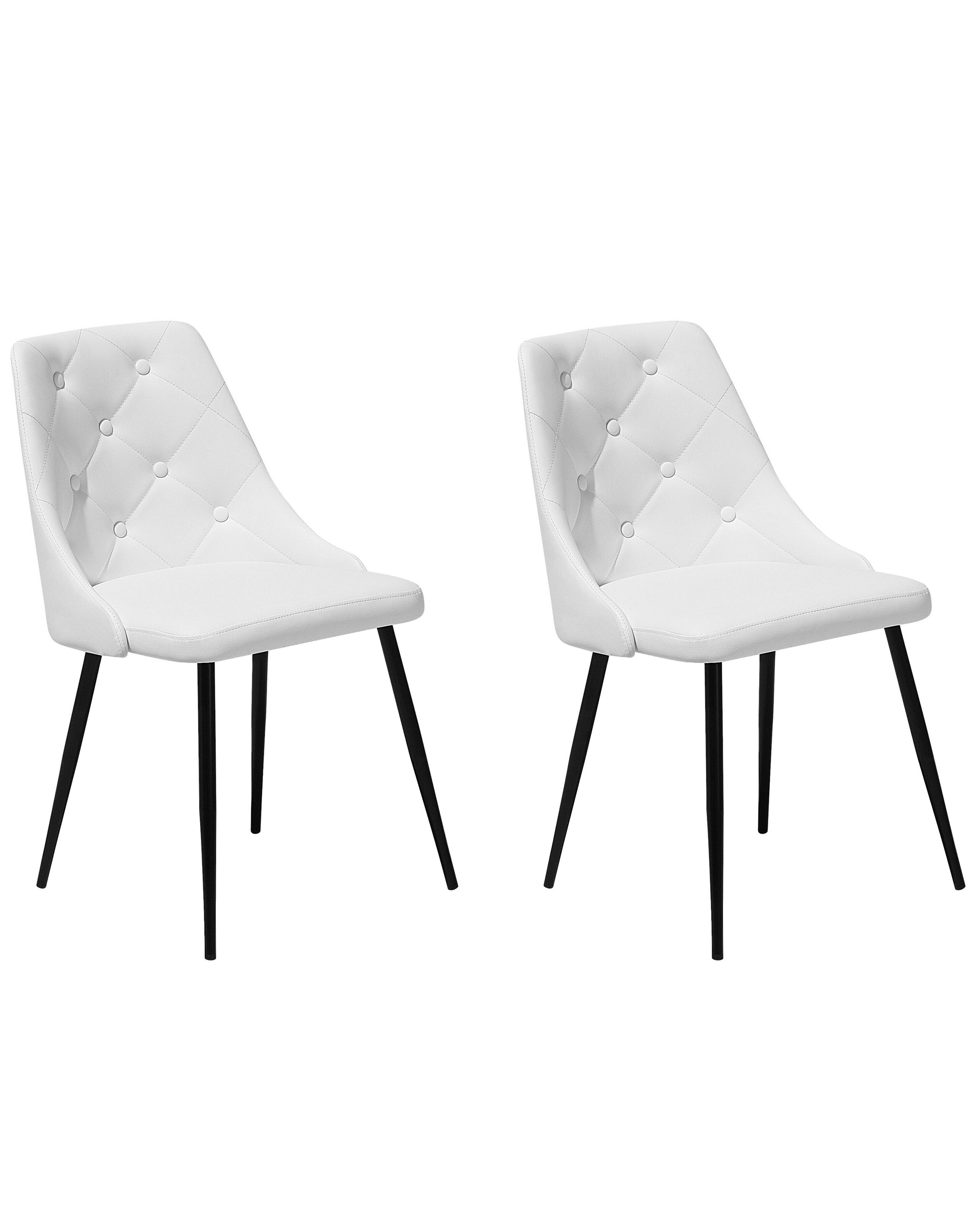 Set of 2 Dining Chairs Faux Leather White VALERIE - Gemini Interiors